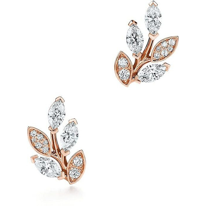 MINUTIAE Rose Gold Plated Vine Shape Stud Earring With Solitaire Crystal Diamond Stylish Fashion Jewellery For Women and Girls