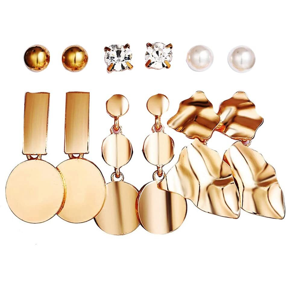 Jewels Galaxy Gold Plated Hoops Earrings Combo For Women/Girls (Design 35) (JG-PC-ER-8710)