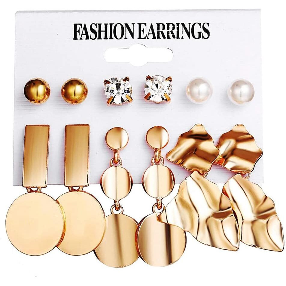 Jewels Galaxy Gold Plated Hoops Earrings Combo For Women/Girls (Design 35) (JG-PC-ER-8710)