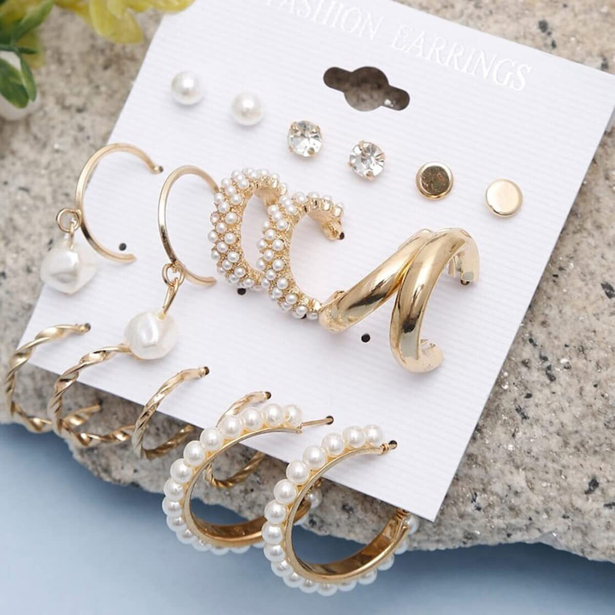 Jewels Galaxy Stylish Pearl & AD Multi Designs Stunning 6 Pair of Earrings For Women/Girls (Design 33)