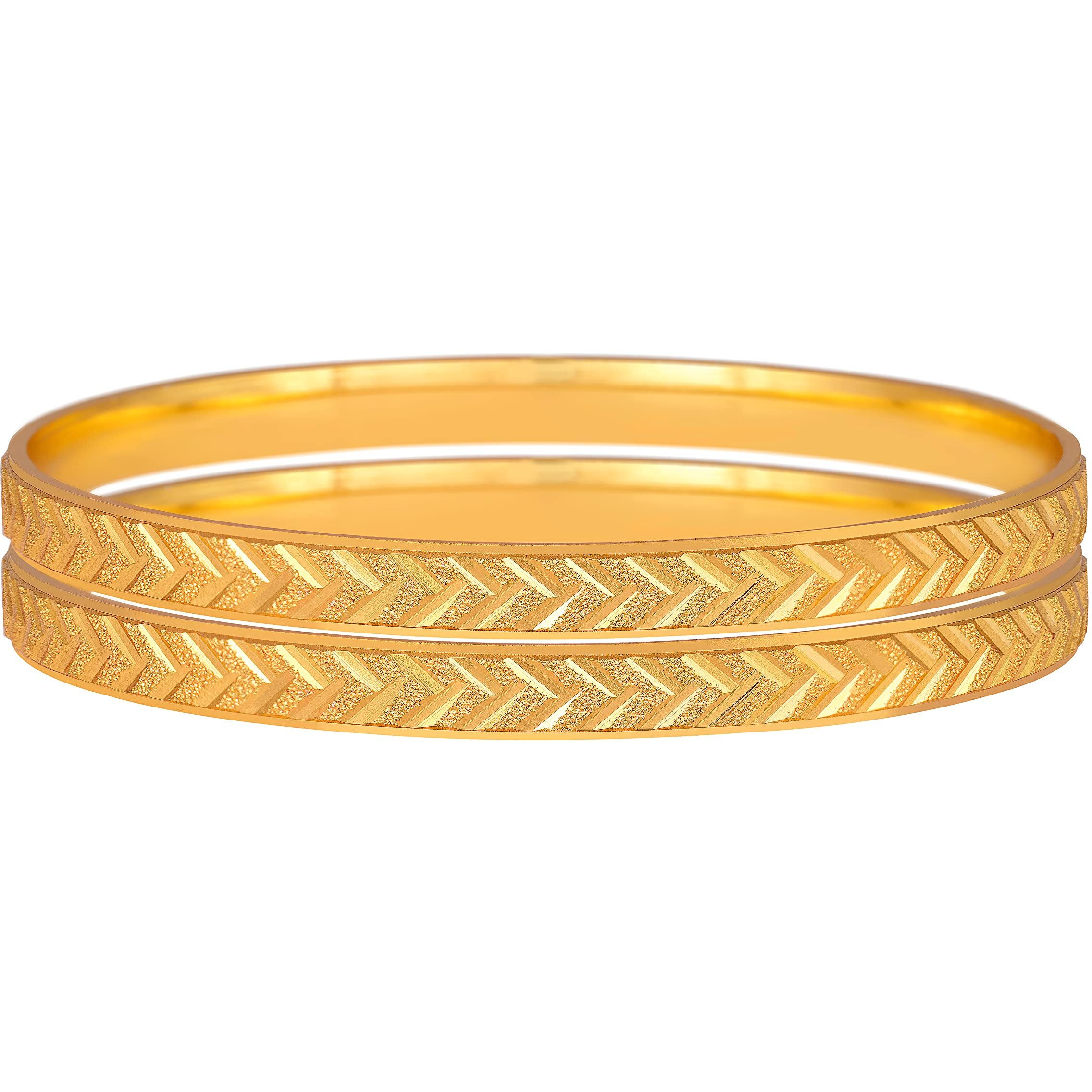 JFL - Jewellery for Less Traditional 1 Gram Gold Plated Designer Bangle for women(set of 2),Valentine