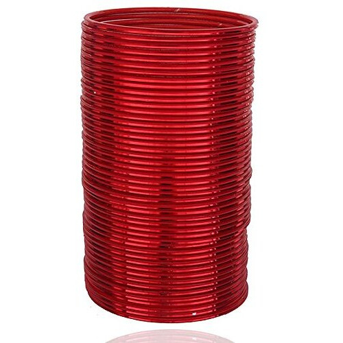 NMII Non-Precious Metal Base Metal with Simple and Plain Glossy Finished Bangle Set For Women and Girls, (Red_2.6 Inches), Pack Of 48 Bangle Set