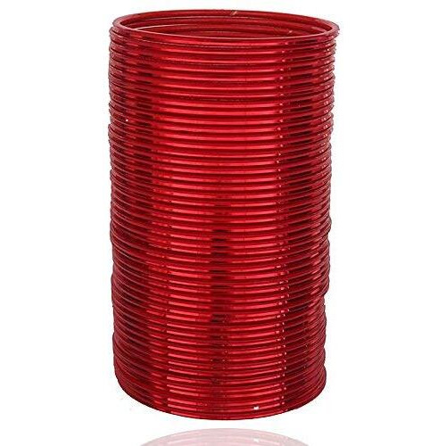 NMII Non-Precious Metal Base Metal with Simple and Plain Glossy Finished Bangle Set For Women and Girls, (Red_2.4 Inches), Pack Of 48 Bangle Set