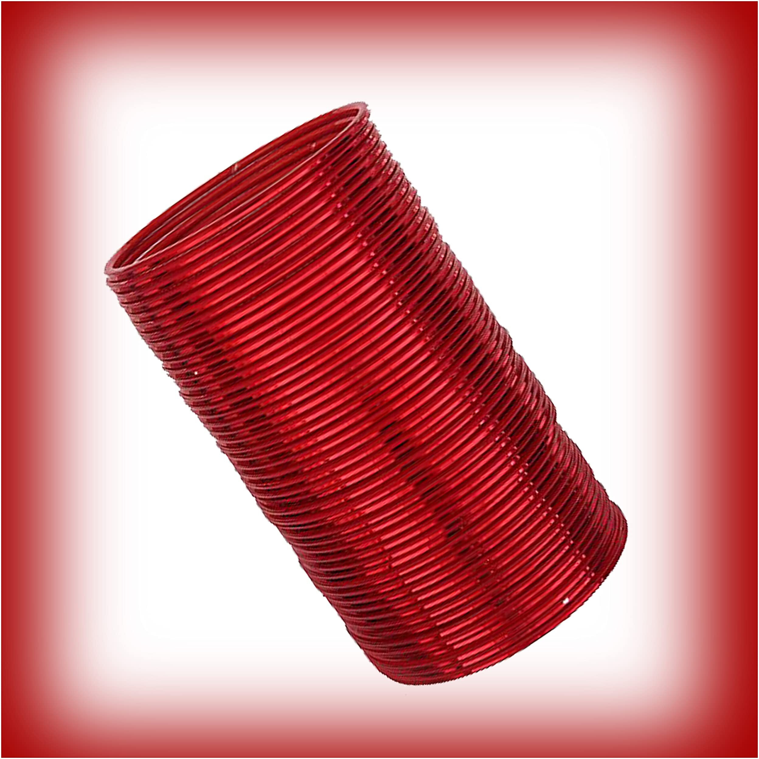 NMII Non-Precious Metal Base Metal with Simple and Plain Glossy Finished Bangle Set For Women and Girls, (Red_2.4 Inches), Pack Of 48 Bangle Set