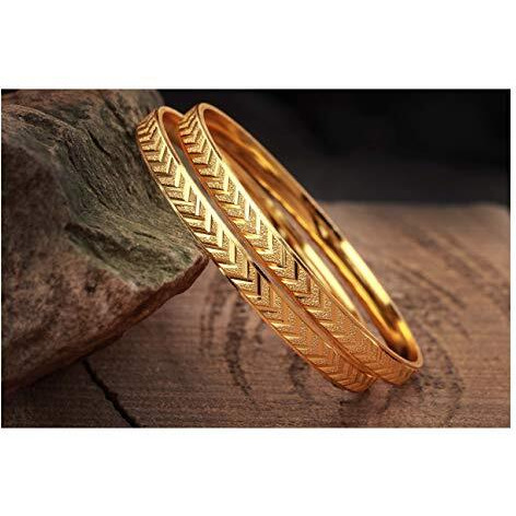 JFL - Jewellery for Less Traditional 1 Gram Gold Plated Designer Bangle for women(set of 2),Valentine