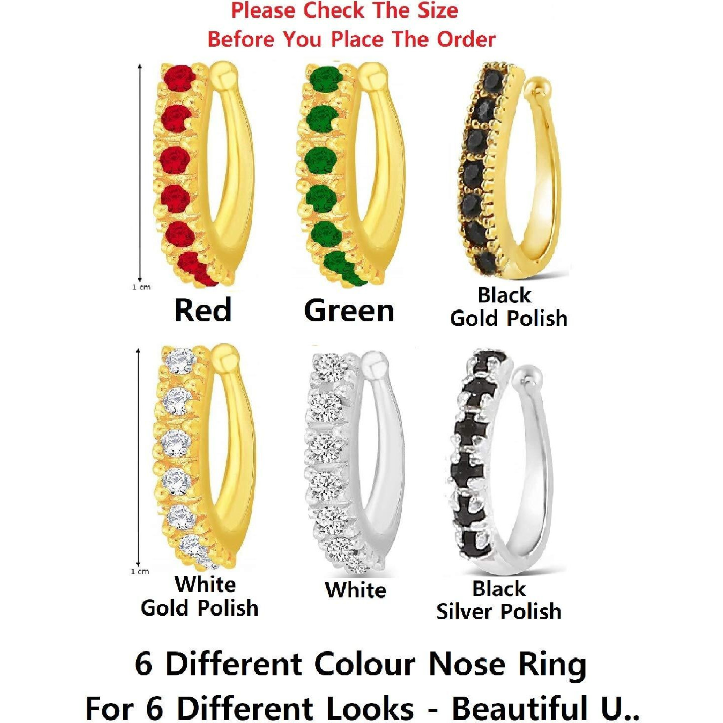 VAMA Fashions Nosepin without Piercing Clip on Pressing type Nath nose ring pin Stud for Women & Girls (nose ring without piercing)