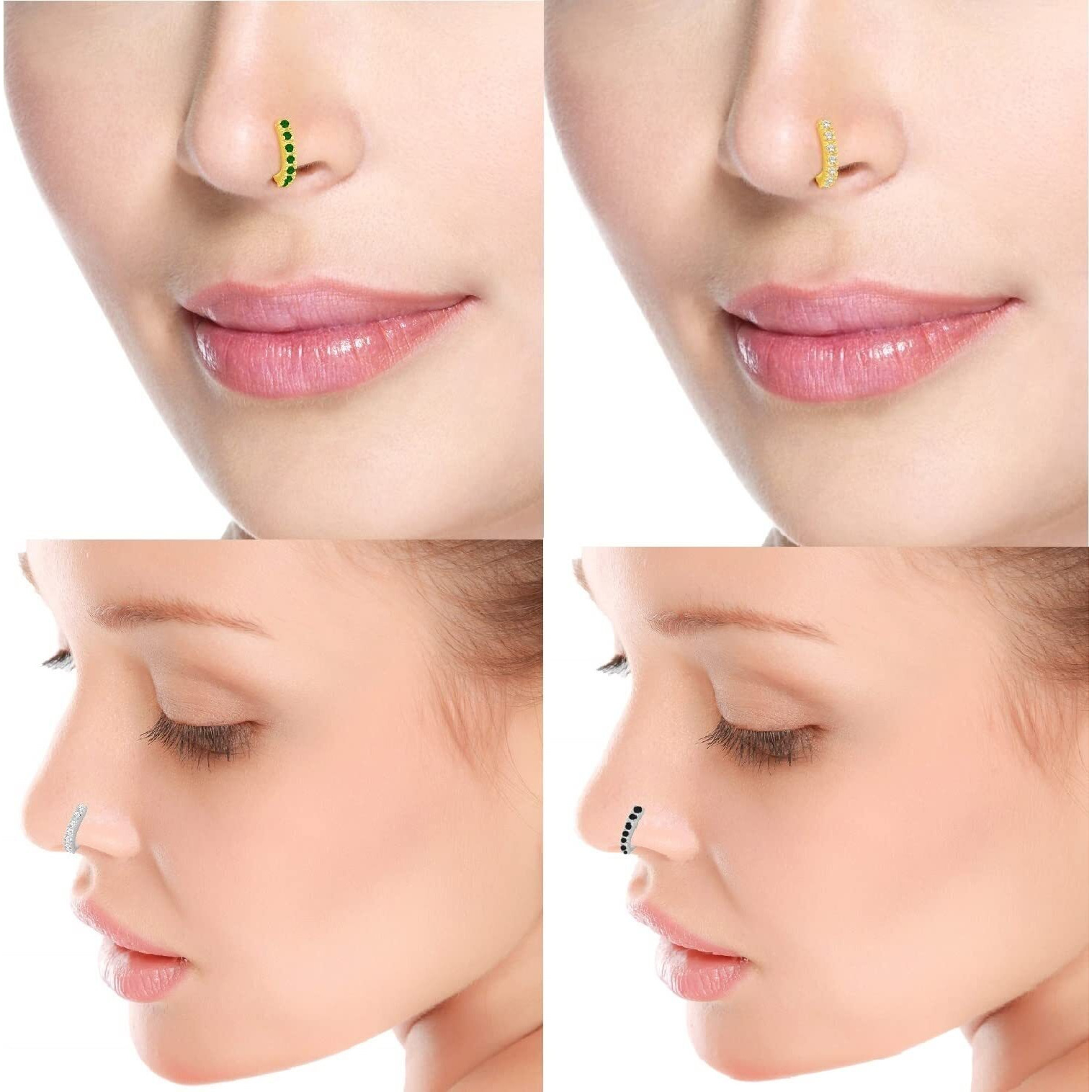 VAMA Fashions Nosepin without Piercing Clip on Pressing type Nath nose ring pin Stud for Women & Girls (nose ring without piercing)