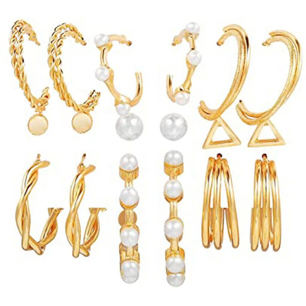 Jewels Galaxy Gold Plated Hoops Earrings Combo For Women/Girls (Design 23) (JG-PC-ER-8698)