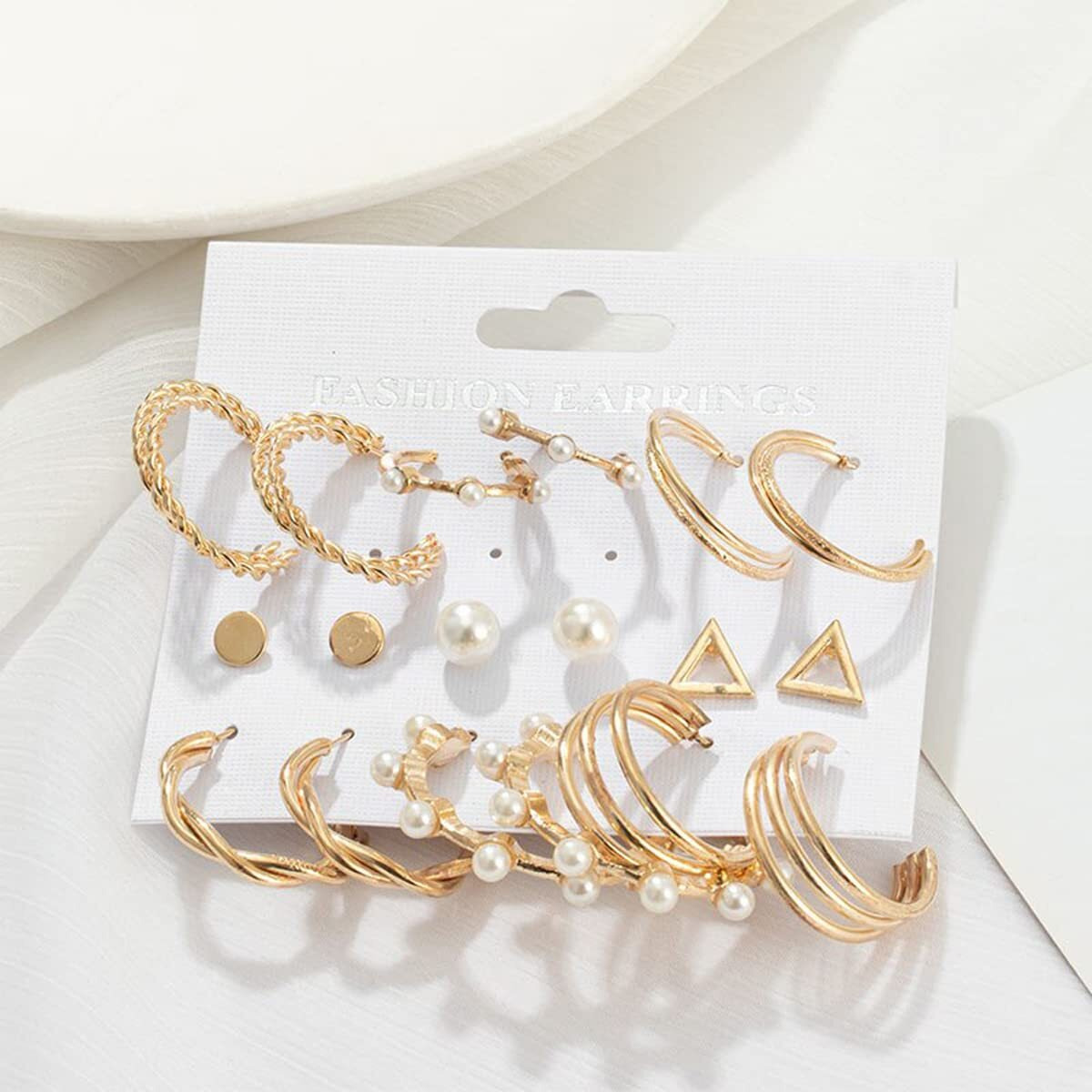 Jewels Galaxy Gold Plated Hoops Earrings Combo For Women/Girls (Design 23) (JG-PC-ER-8698)