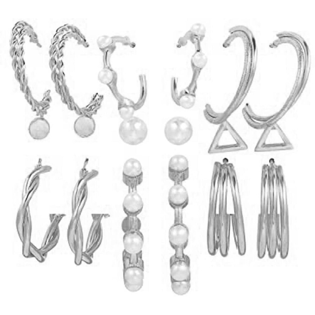Jewels Galaxy Gold Plated Hoops Earrings Combo For Women/Girls (Design 24) (JG-PC-ER-8699)
