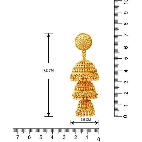 JFL - Jewellery for Less 1gram Gold Plated 3-Layer Traditional Golden Stylish Jhumkas Set for Women & Girls (Gold/yellow)