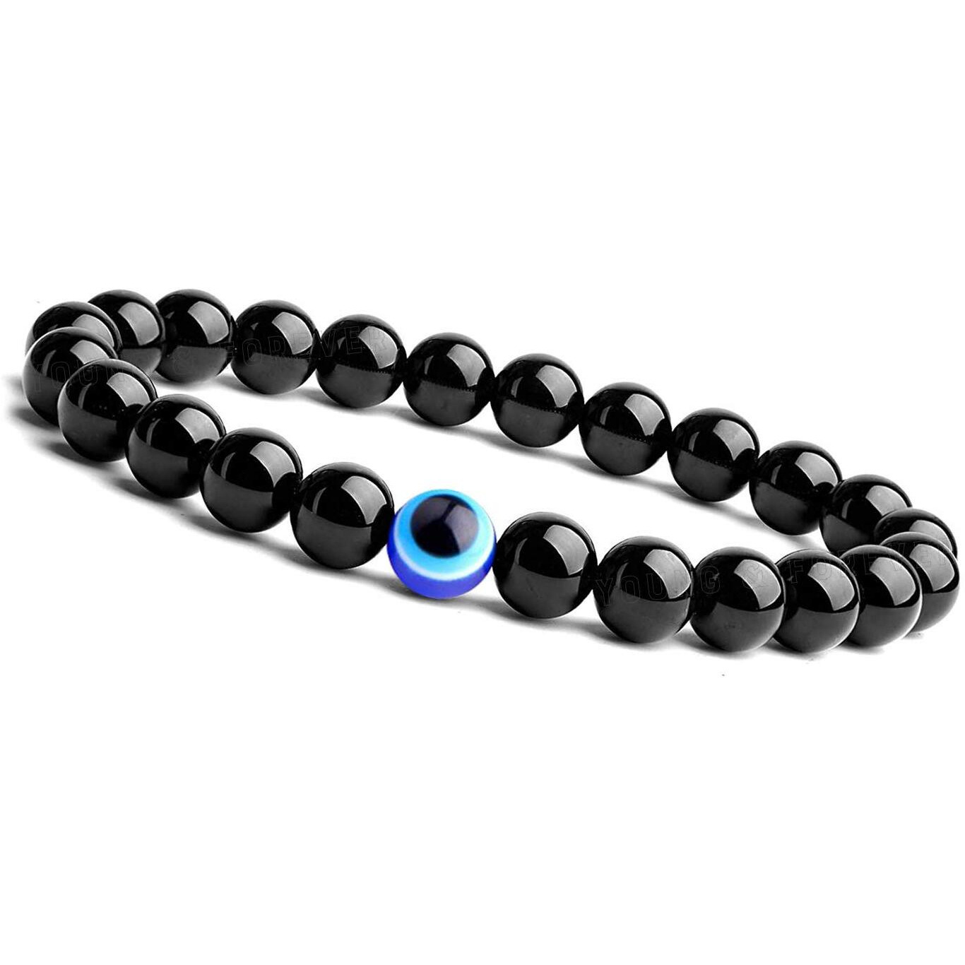 Young & Forever Gift Reiki Infused Handmade Chakra Bracelets for Women Evil Eye Bracelet Semi Precious Gemstone Onyx Crystal Bracelet for Men