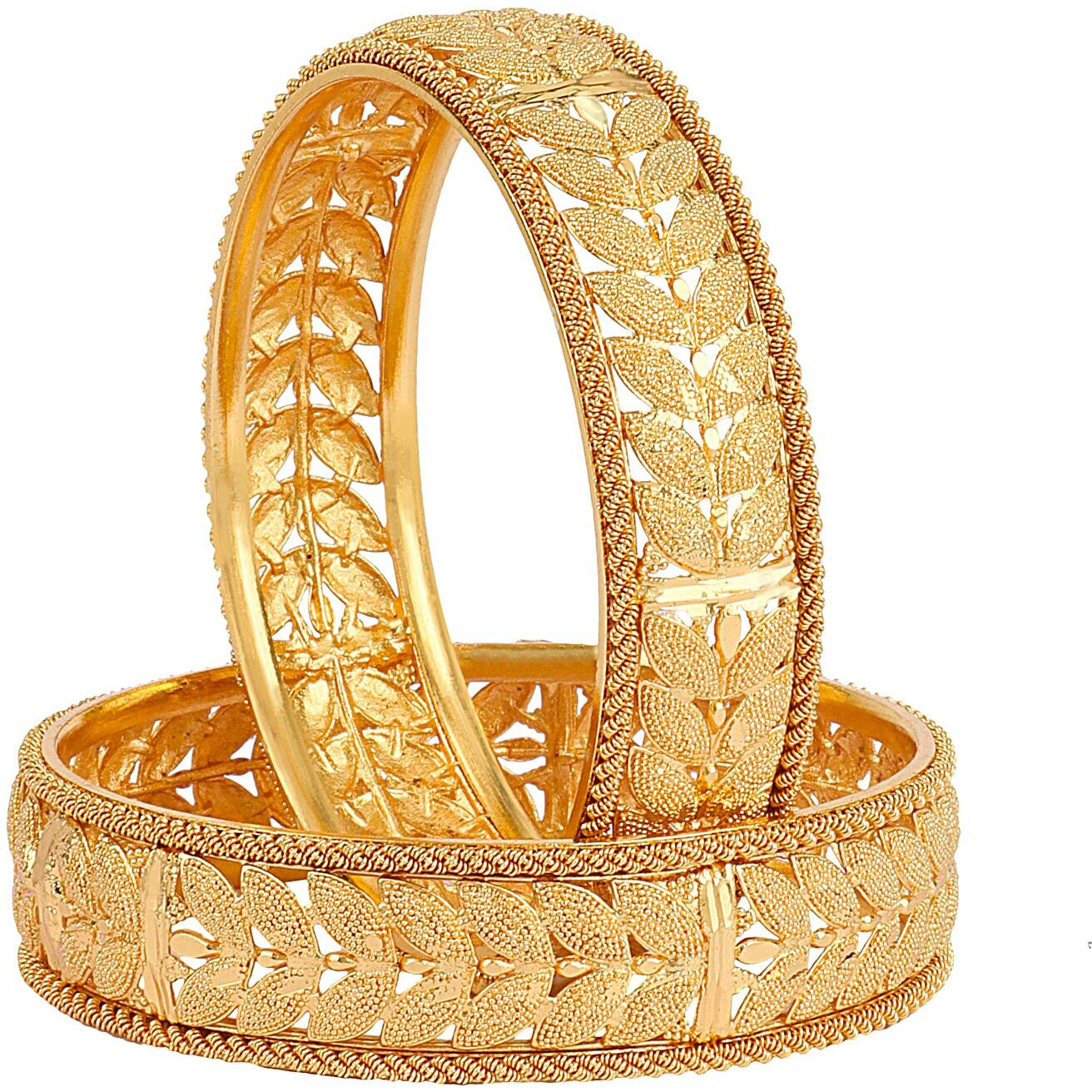 Shining Diva Fashion Set of 2 Latest Traditional Stylish Gold Plated Bangles for Women (Golden) (11786b_2.4)