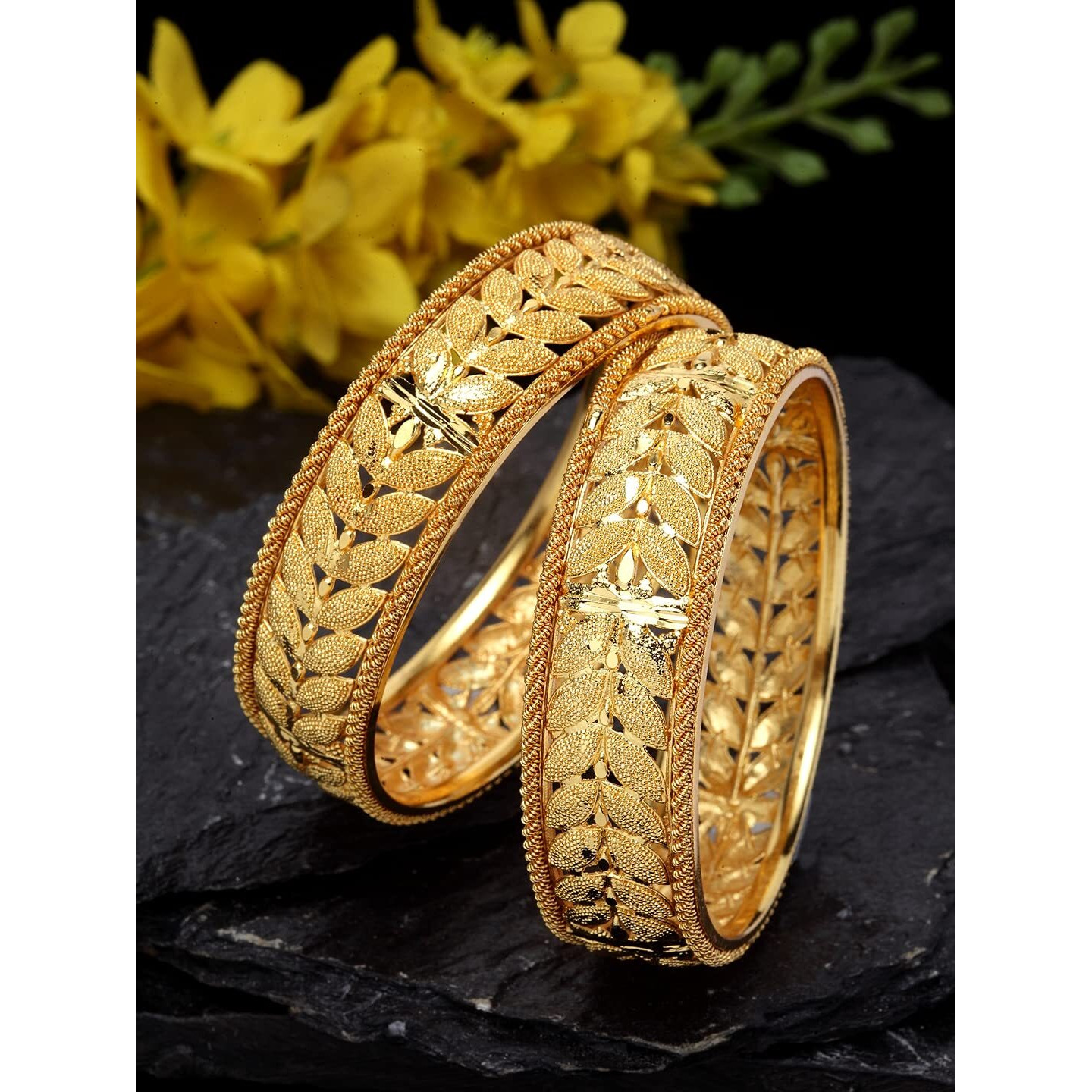 Shining Diva Fashion Set of 2 Latest Traditional Stylish Gold Plated Bangles for Women (Golden) (11786b_2.4)