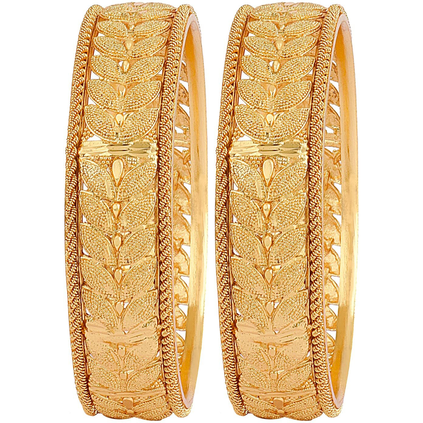 Shining Diva Fashion Set of 2 Latest Traditional Stylish Gold Plated Bangles for Women (Golden) (11786b_2.4)