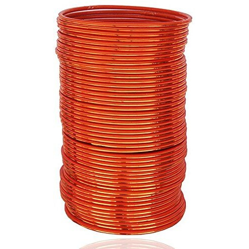 NMII Non-Precious Metal Base Metal with Simple and Plain Glossy Finished Bangle Set For Women and Girls, (Orange_2.4 Inches), Pack Of 48 Bangle Set