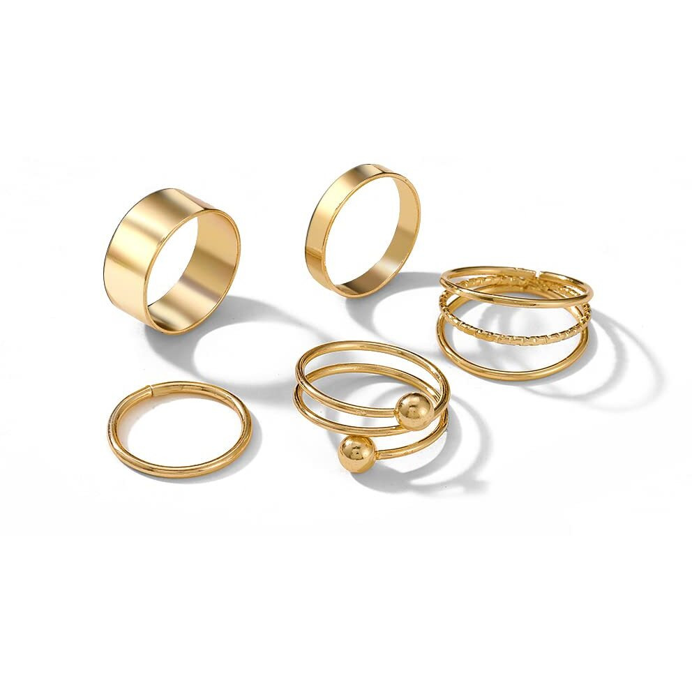 Shining Diva Fashion Latest Stylish Metal Boho Midi Finger Rings for Women and Girls - Set of 5 (14424r), Golden