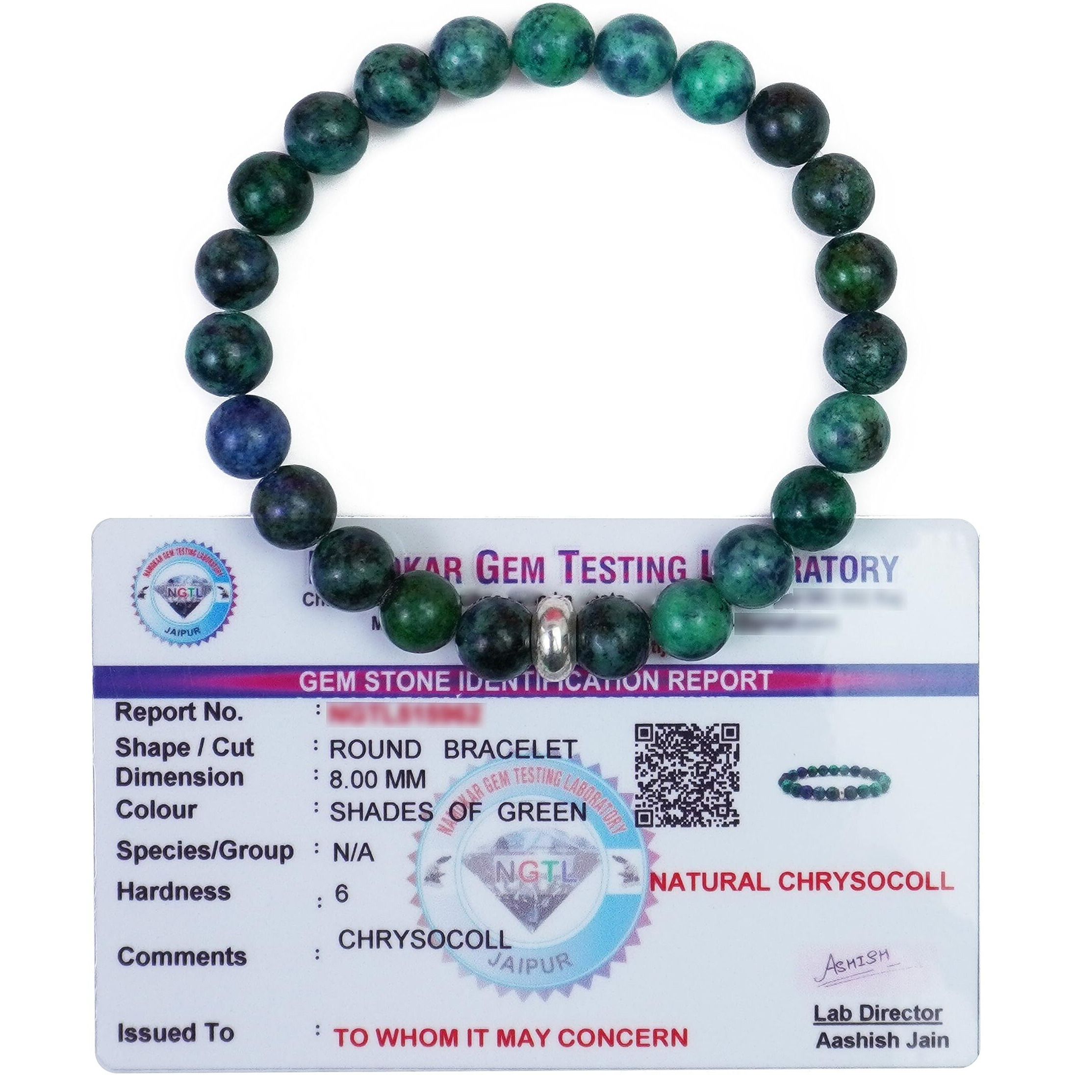 REMEDYWALA Charged Energized Certified Chrysocolla Bracelet 8mm For Reiki, Balance Chakra, Positive Energy, Healing | Chrysocolla Stone Bracelet for Men and Women
