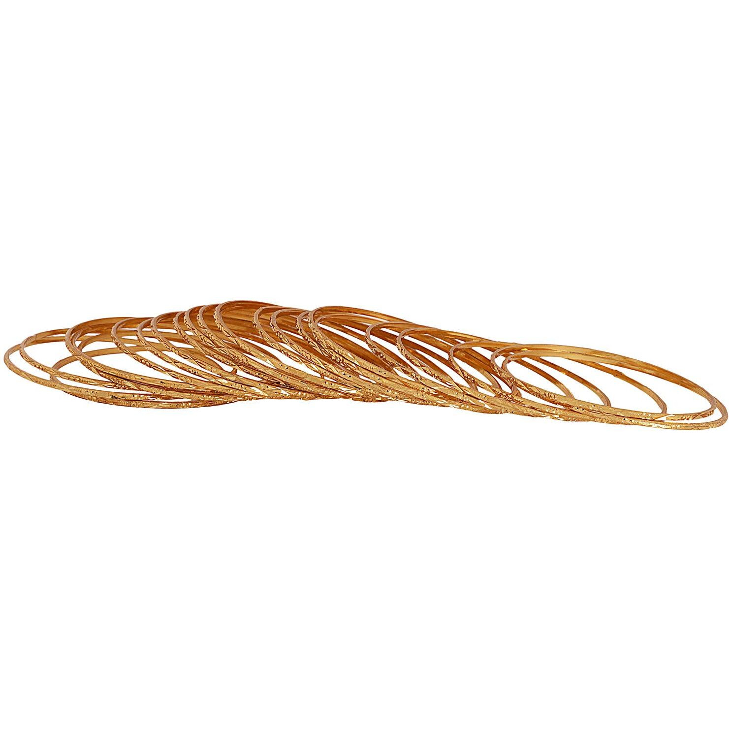 Shining Diva Fashion Set of 24 Latest Traditional Design One Gram Gold Plated Bracelet Bangle for Women and Girls (Golden) (11728b_2.6)