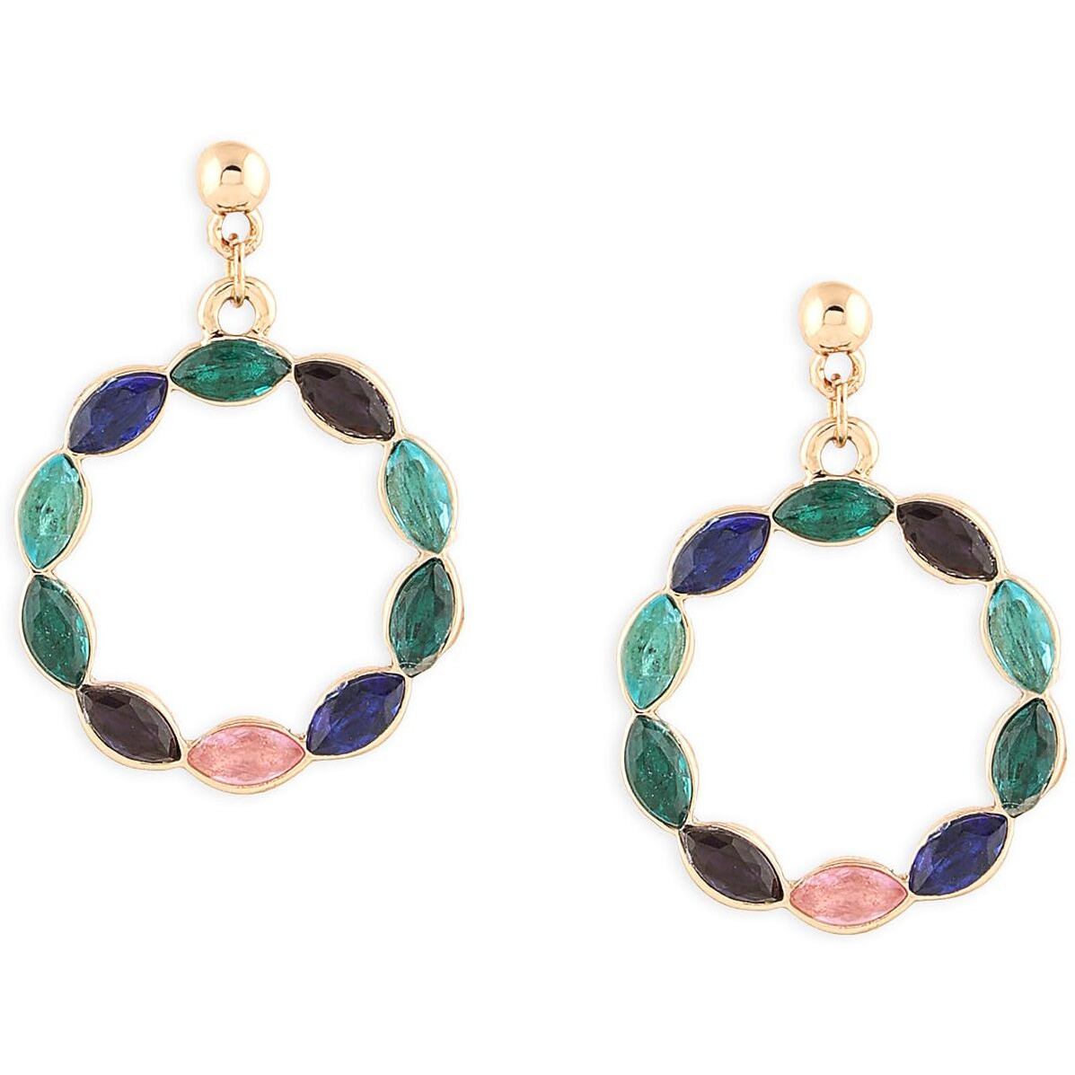 Zaveri Pearls Multicolor Dazzling Stones Party Bling Circular Hollow Drop Earring For Women-ZPFK16212