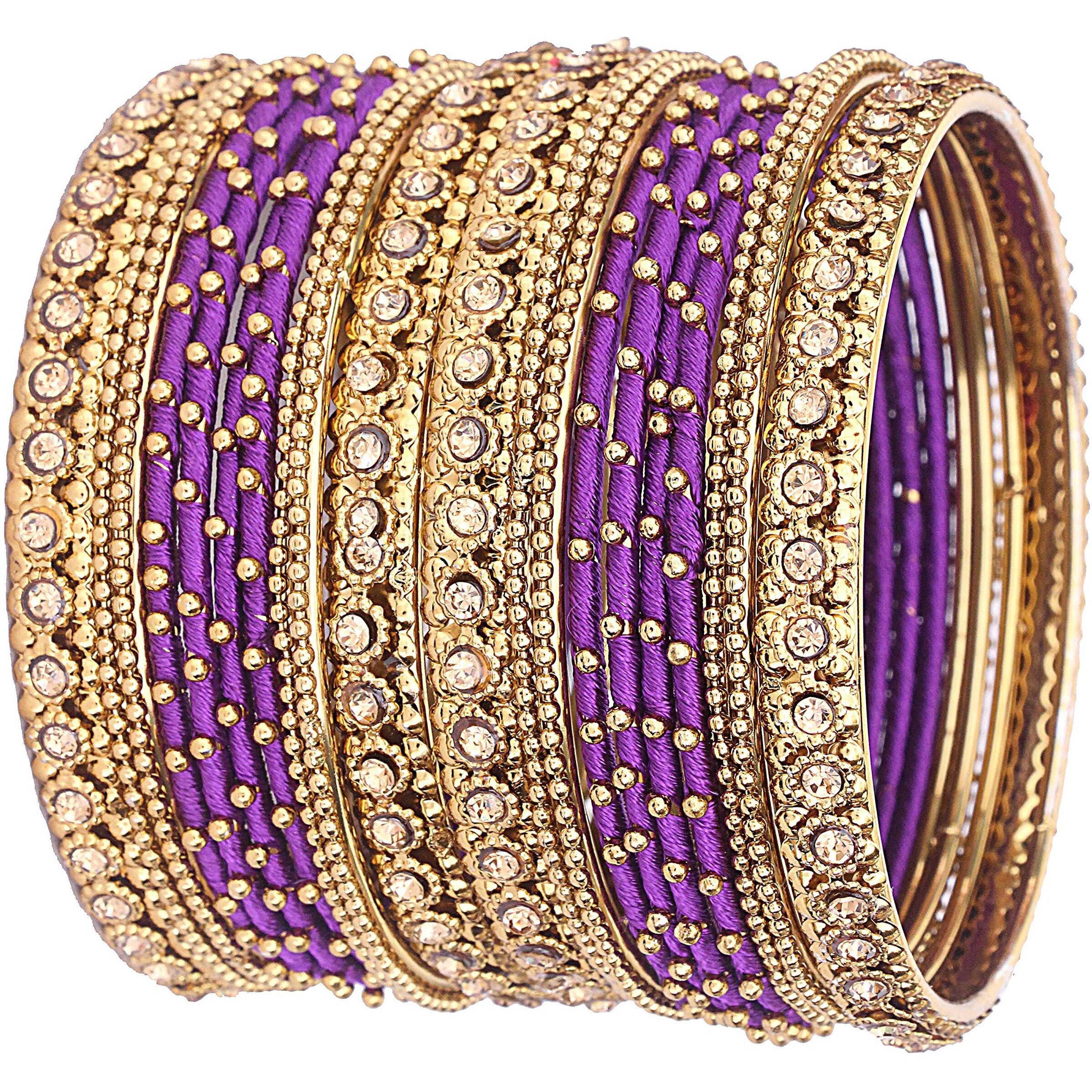 NMII Silk Fabric Metal Bangle for Women & Girls(Purple-2.8)