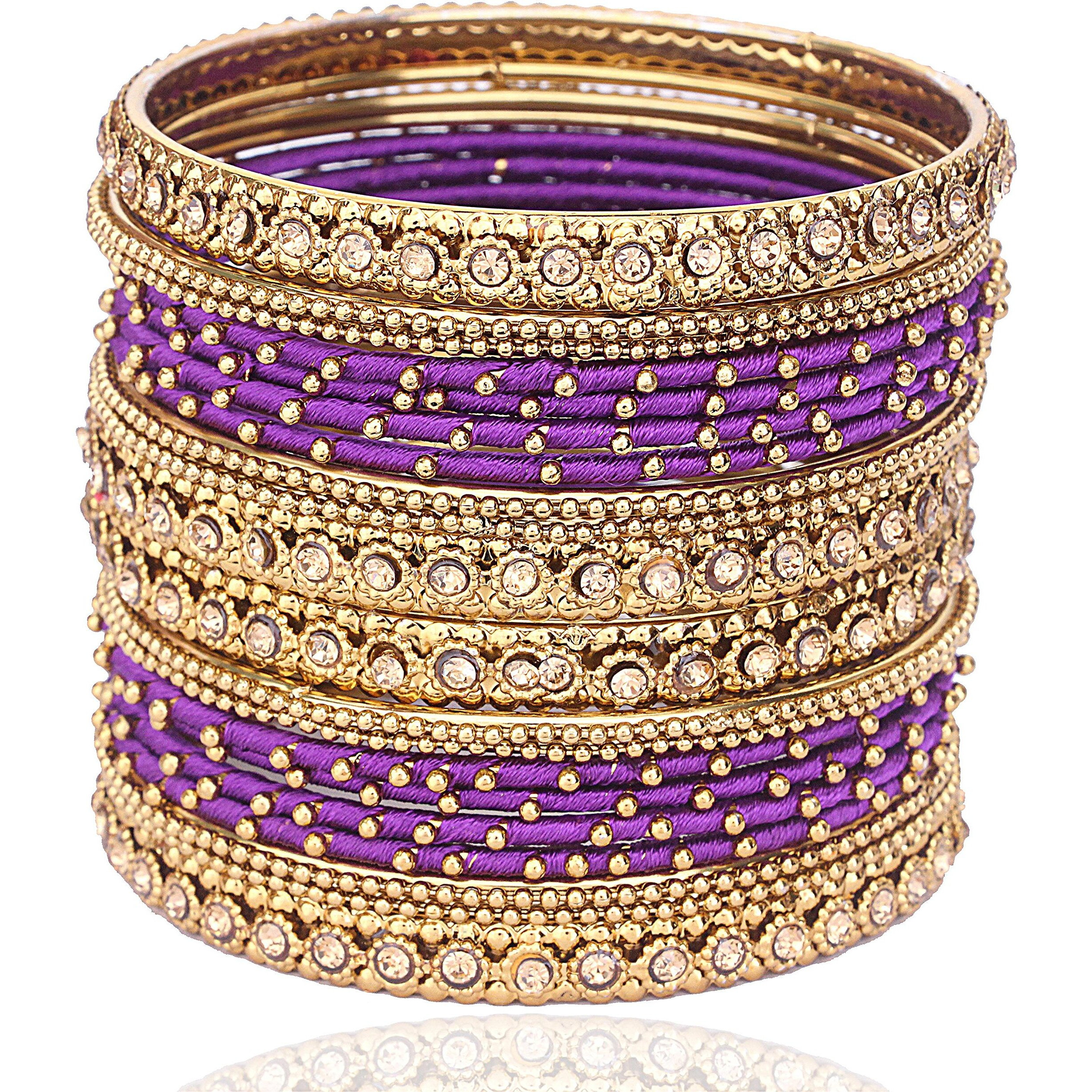 NMII Silk Fabric Metal Bangle for Women & Girls(Purple-2.8)