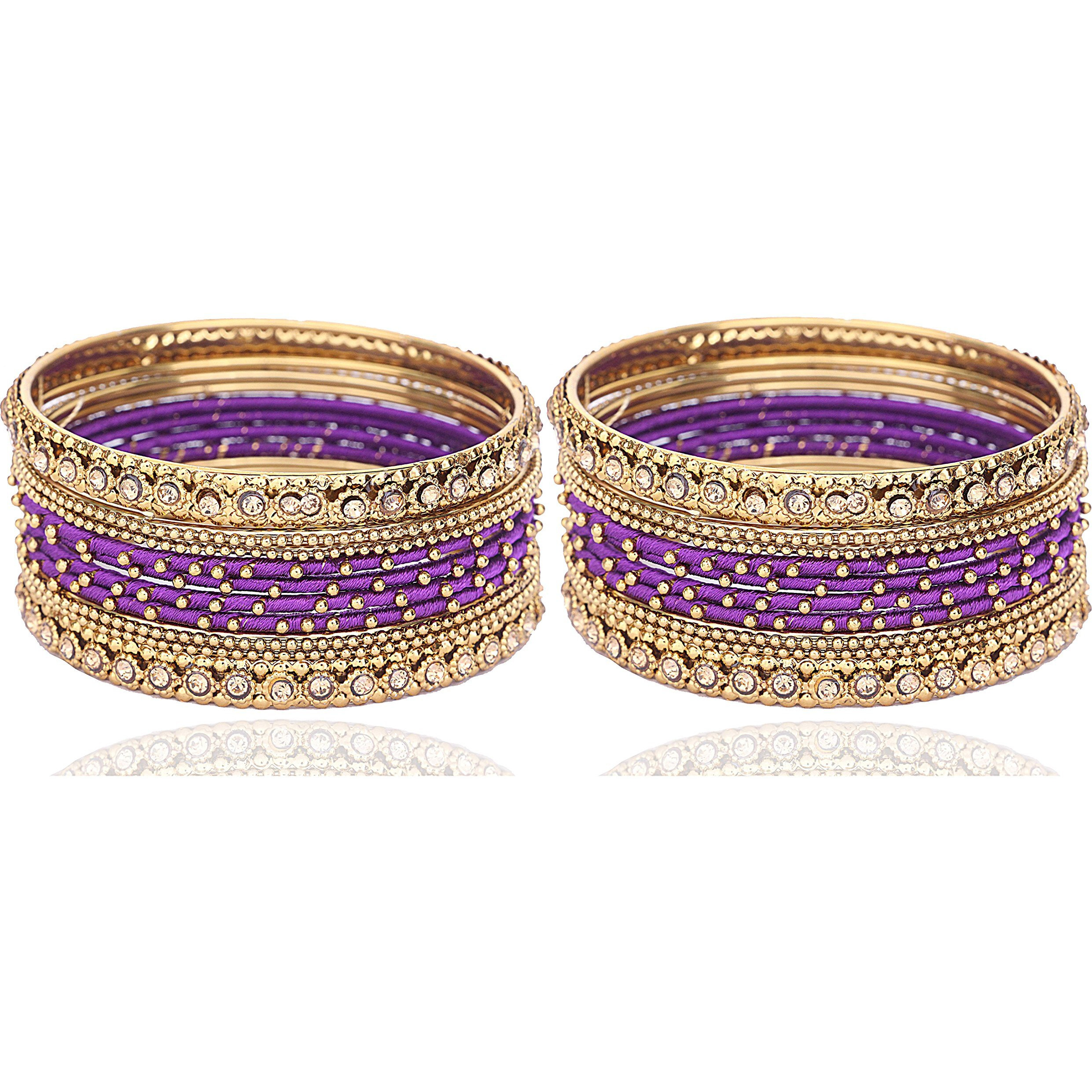 NMII Silk Fabric Metal Bangle for Women & Girls(Purple-2.8)