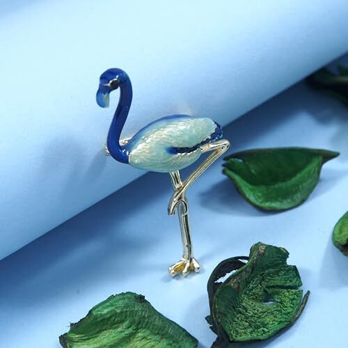 Adorn Meenakari Work Blue Flamingo Shaped Sharvani Brooch for Men and Women (B2195)