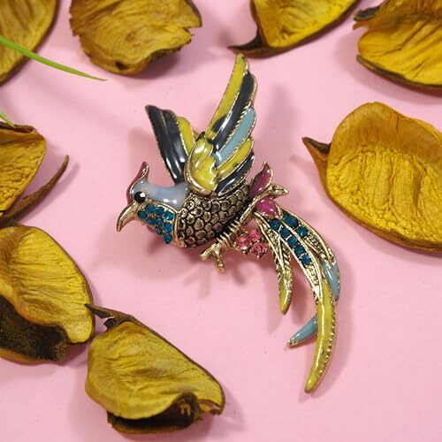 Adorn Meenakari Work Bird Shaped Multicolour Sharvani Brooch for Men and Women (B2185)