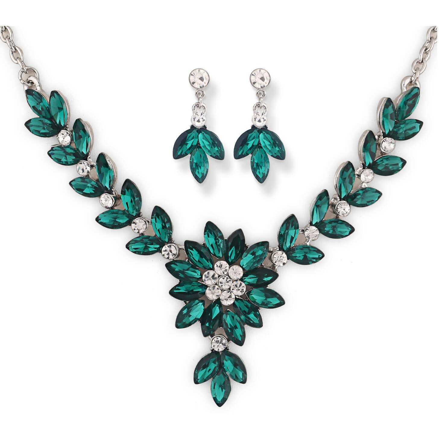 Shining Diva Fashion Latest Stylish Design Fancy Crystal Diamond Necklace Jewellery Set for Women (15217s)
