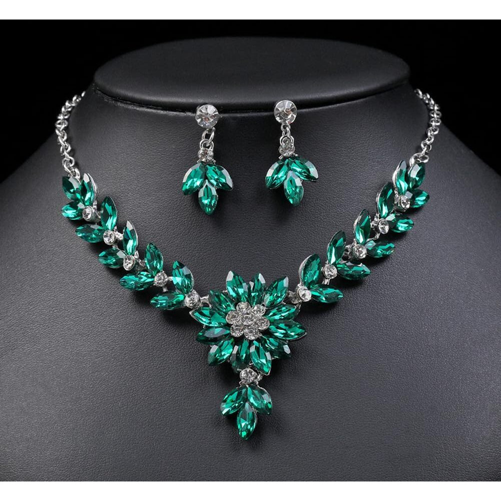 Shining Diva Fashion Latest Stylish Design Fancy Crystal Diamond Necklace Jewellery Set for Women (15217s)