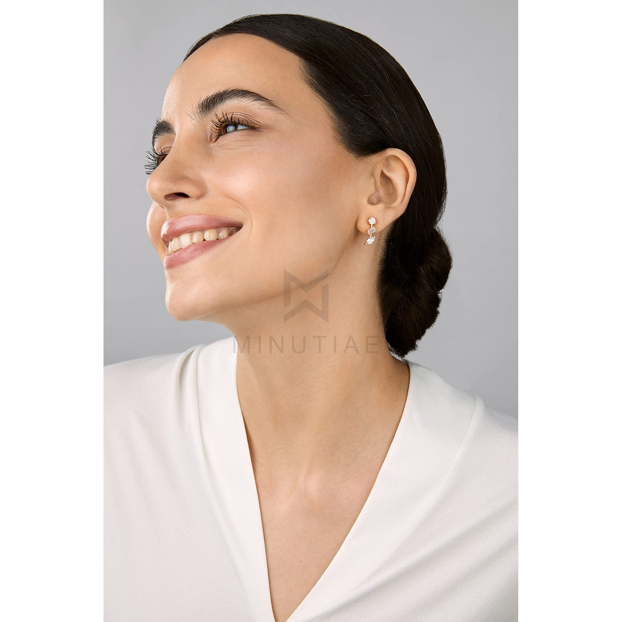 MINUTIAE 14K Rose Gold Plated Multi Shape Stud Earring With Solitaire Crystal Diamond Stylish Fashion Jewellery For Women and Girls