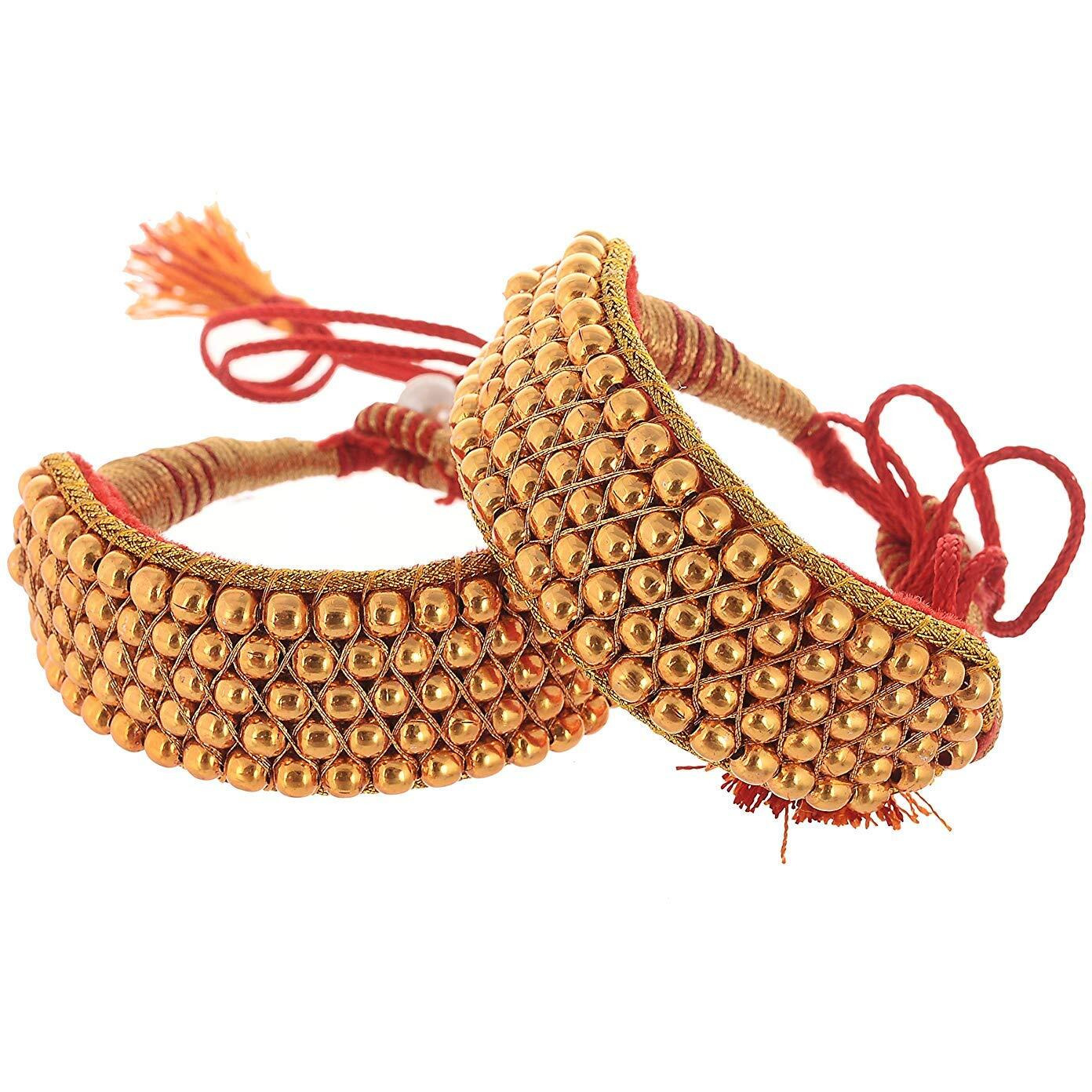 Handicraft Kottage Womens Traditional Gold Plated Royal Rajasthani Look Pochi Armlet Kada | Bajuband Armlet | Bangles Set for Girls & Women