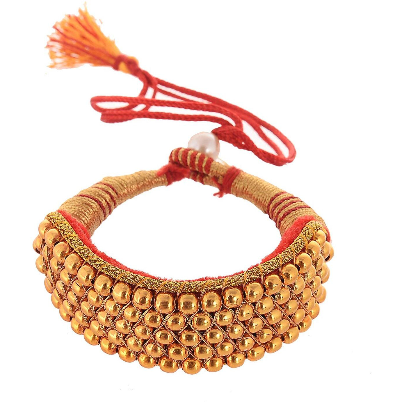 Handicraft Kottage Womens Traditional Gold Plated Royal Rajasthani Look Pochi Armlet Kada | Bajuband Armlet | Bangles Set for Girls & Women