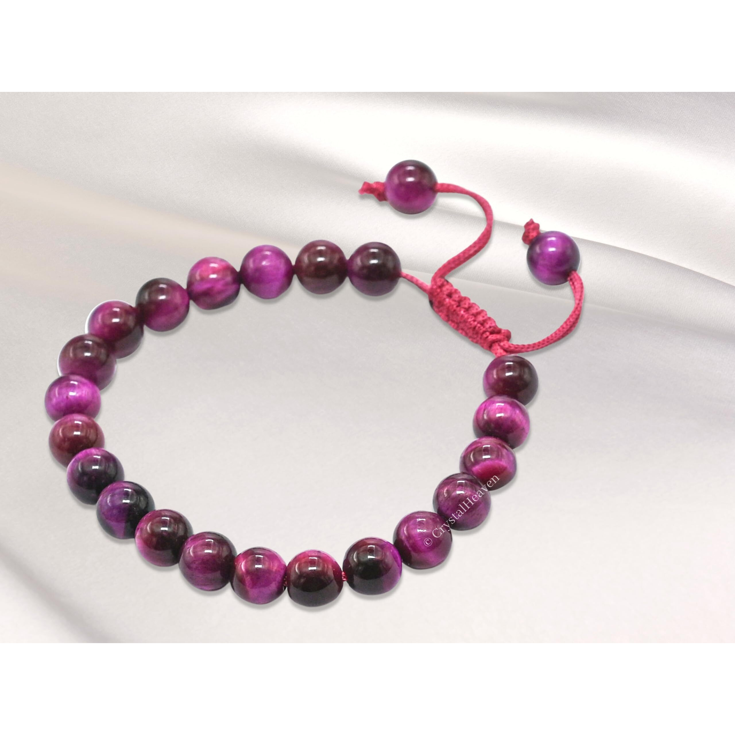 Crystal Heaven Pink Tiger Eye Crystal Bracelet for Women Men Natural Healing - AAA Grade Original Healing Gemstone Adjustable Bracelet for Yoga Reiki Meditation Feng Shui