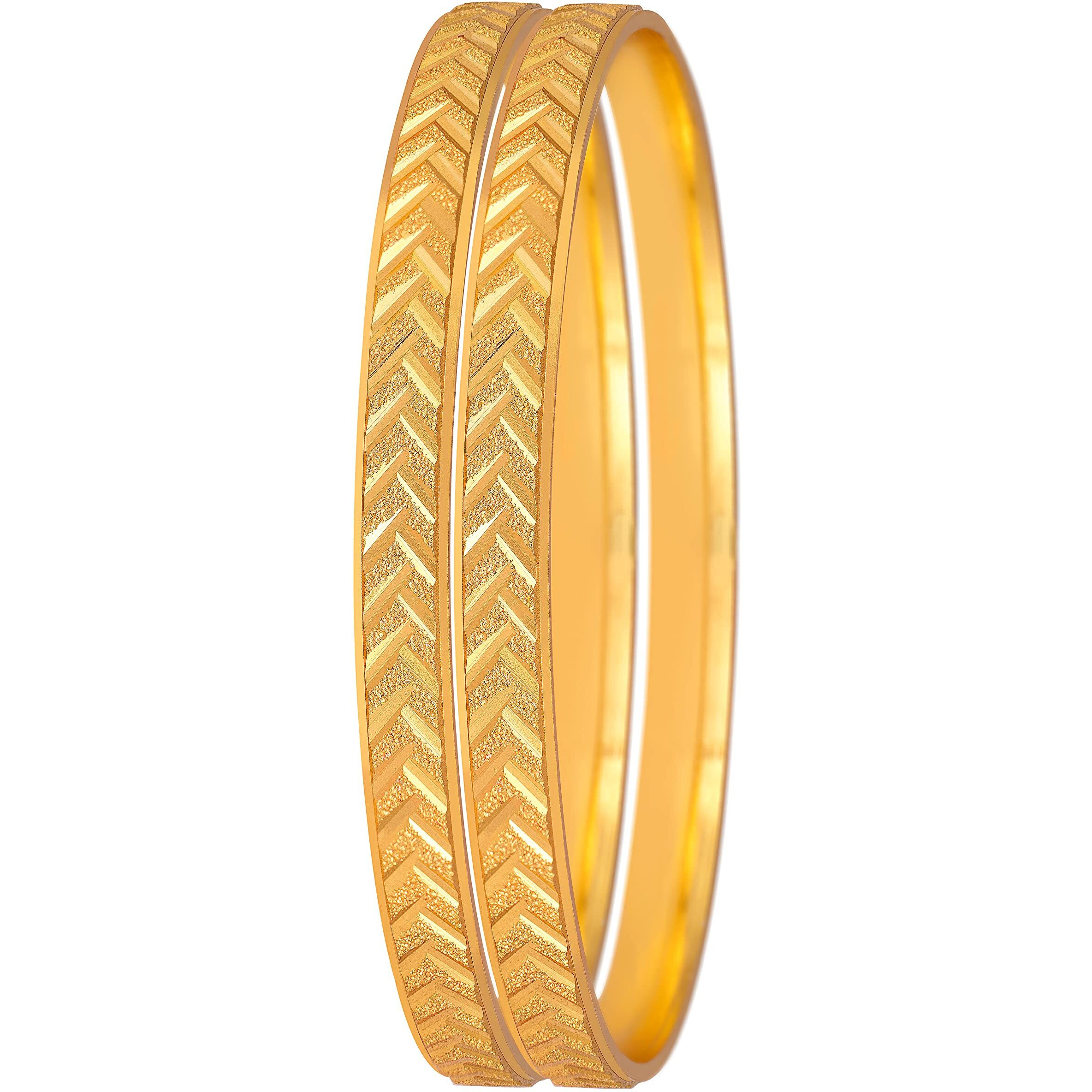 JFL - Jewellery for Less Traditional 1 Gram Gold Plated Designer Bangle for women(set of 2),Valentine
