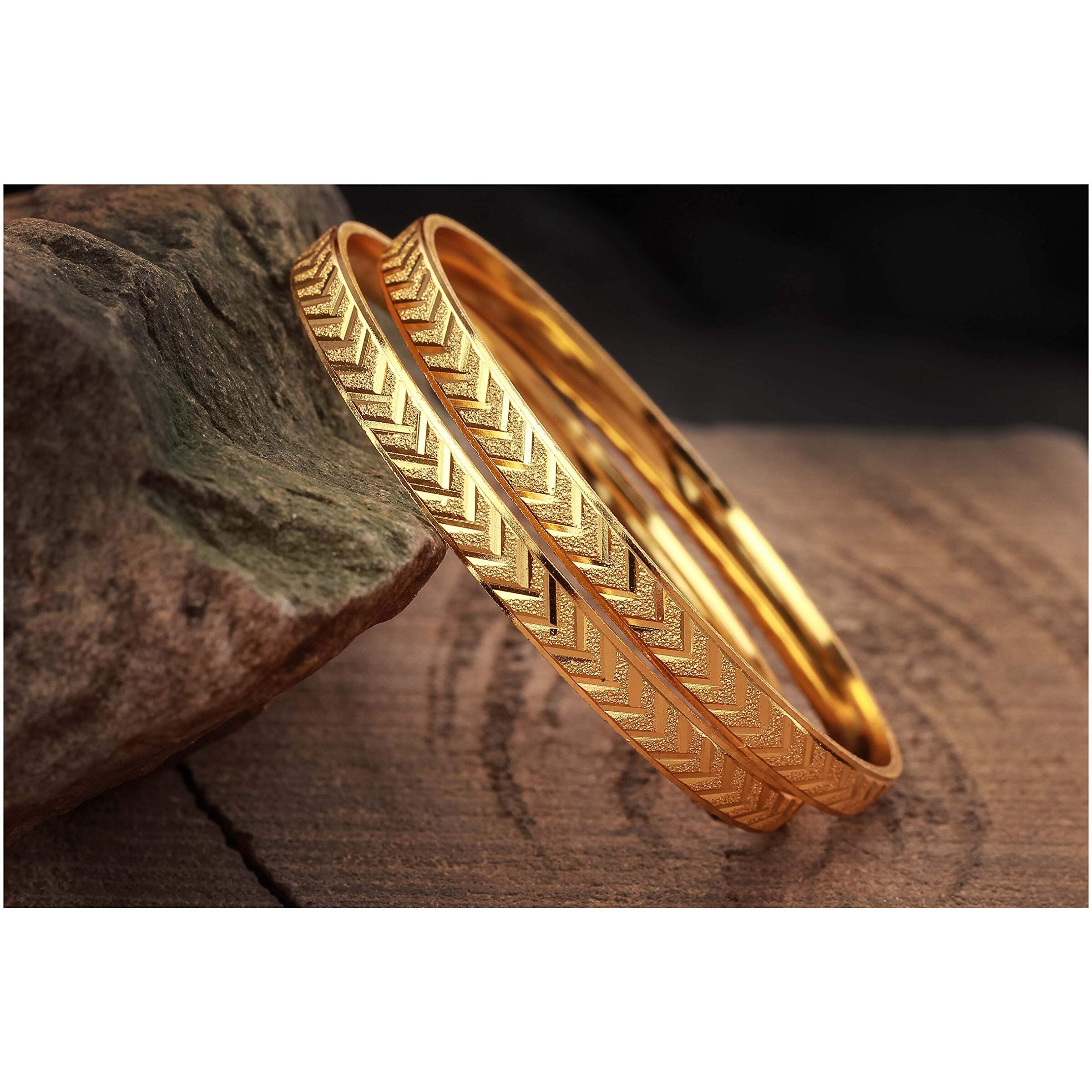 JFL - Jewellery for Less Traditional 1 Gram Gold Plated Designer Bangle for women(set of 2),Valentine