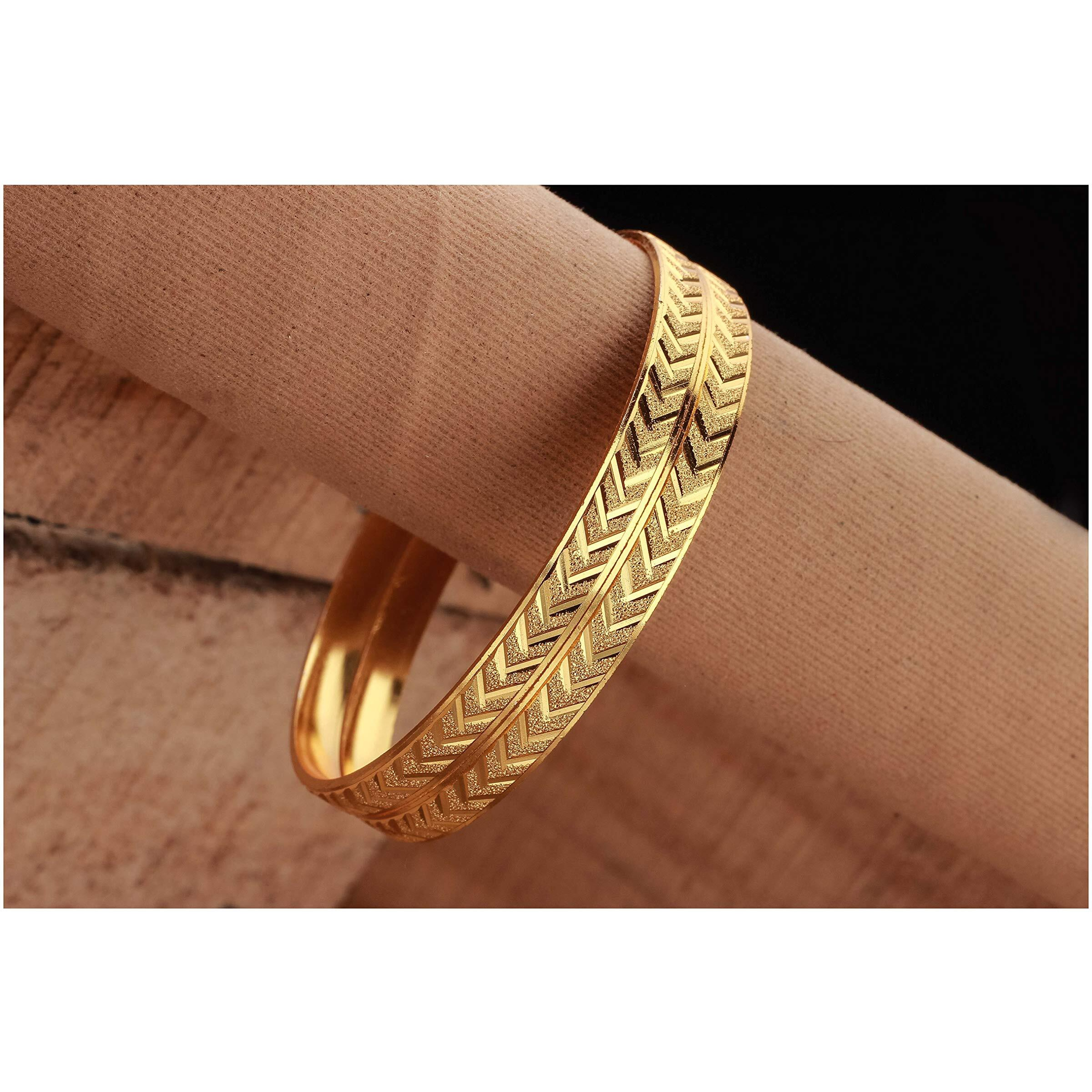 JFL - Jewellery for Less Traditional 1 Gram Gold Plated Designer Bangle for women(set of 2),Valentine