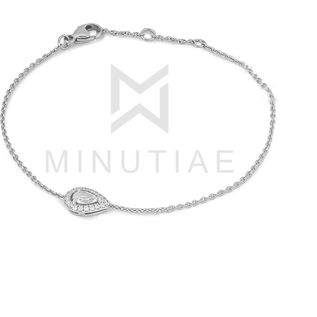 MINUTIAE Silver Plated Pear Shape Crystals Cubic Zirconia Adjustable Bracelet for Women & Girls Jewelry for Gift