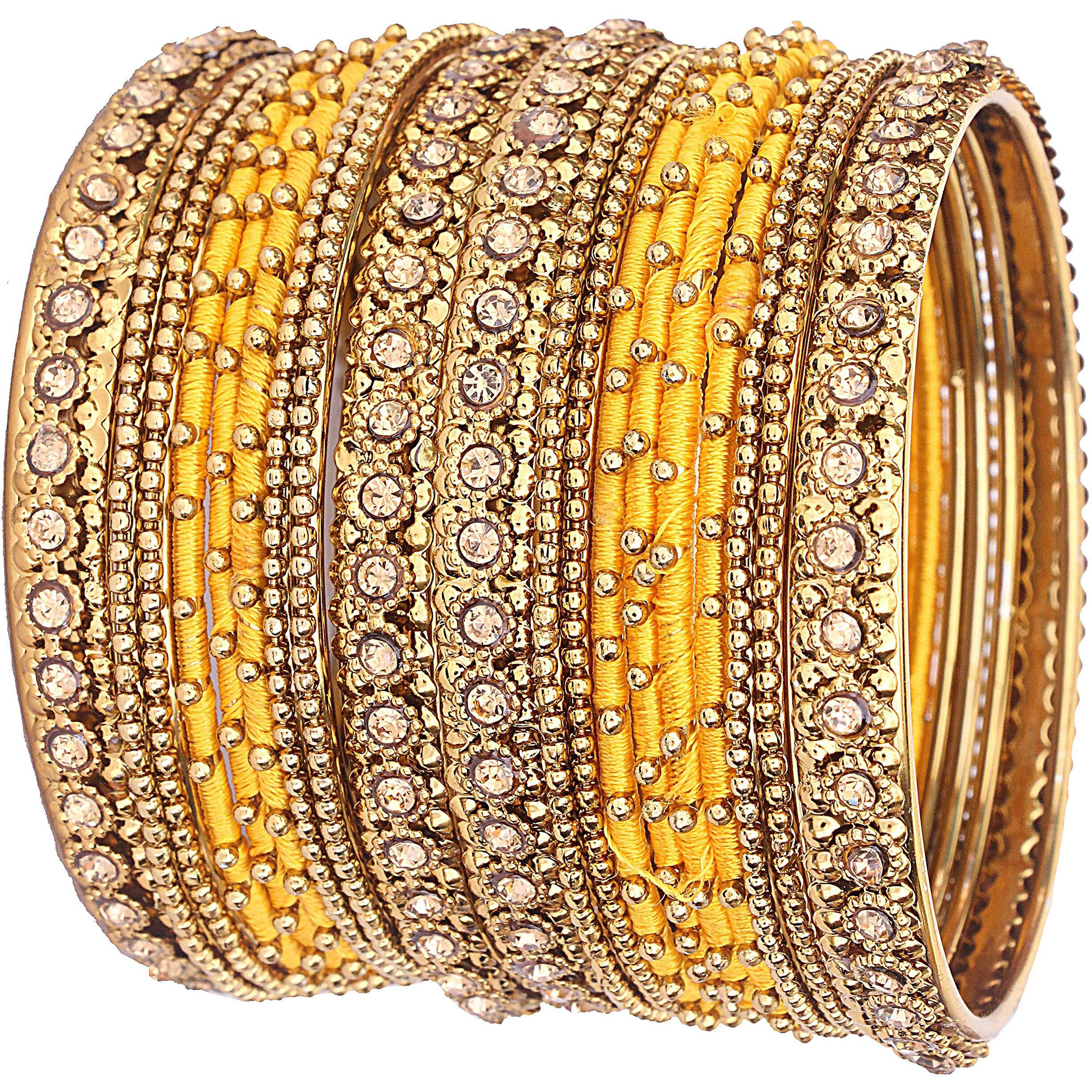 NMII Silk Fabric Metal Bangle for Women & Girls(Yellow-2.8)