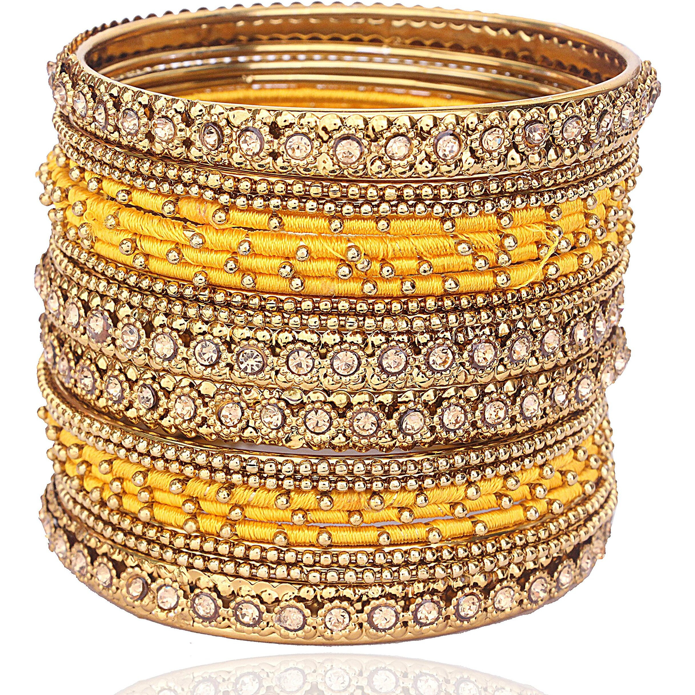 NMII Silk Fabric Metal Bangle for Women & Girls(Yellow-2.8)