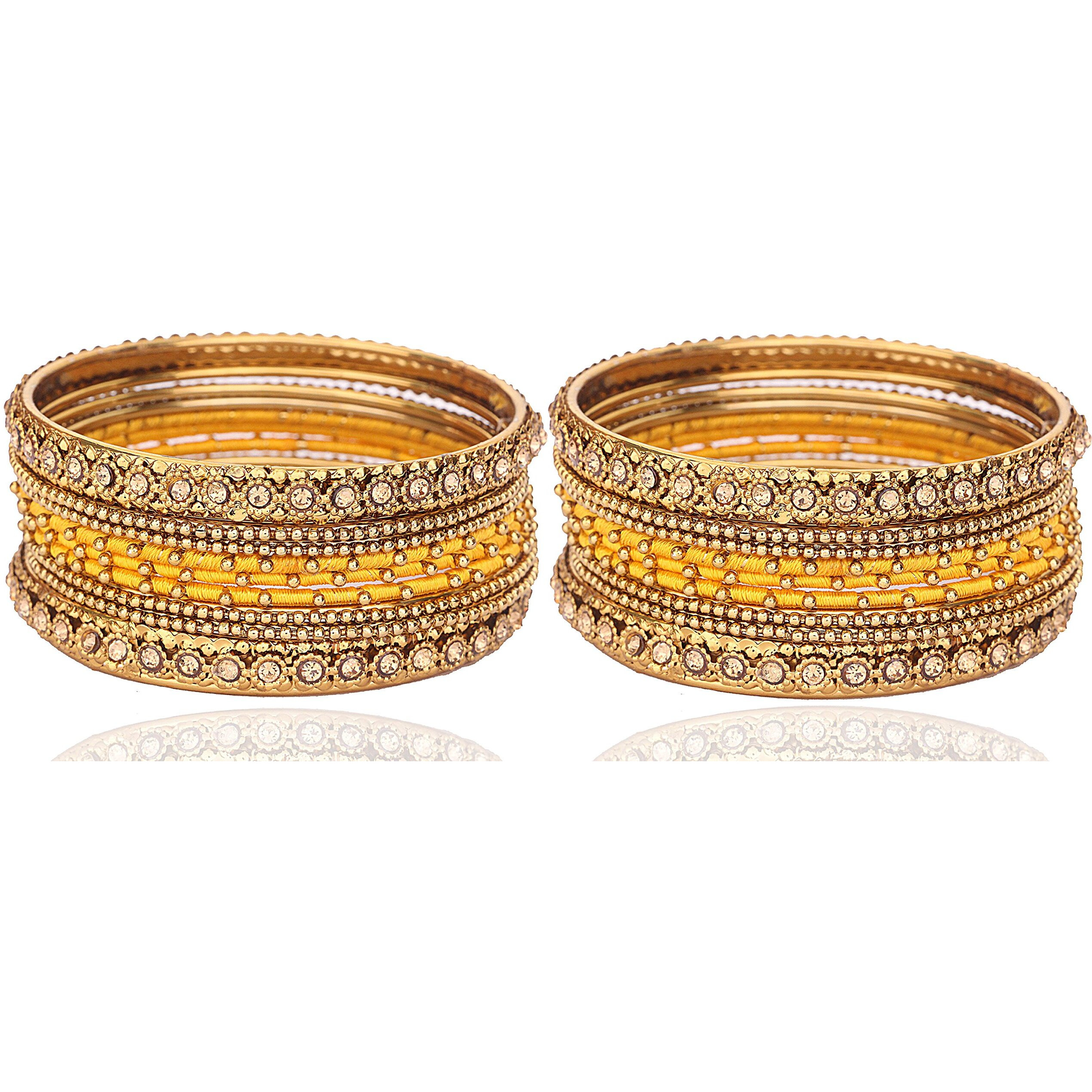 NMII Silk Fabric Metal Bangle for Women & Girls(Yellow-2.8)