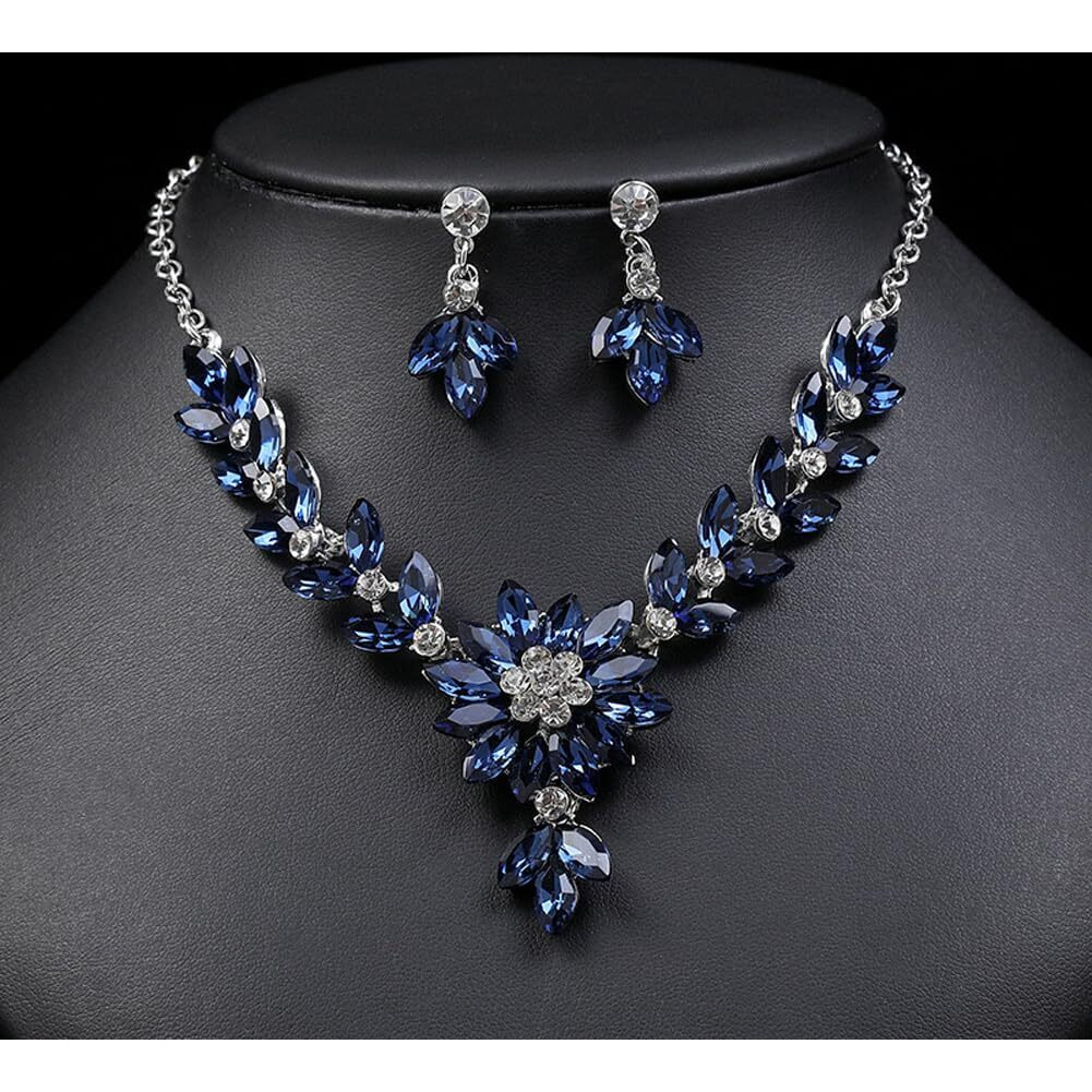 Shining Diva Fashion Latest Stylish Design Fancy Crystal Diamond Necklace Jewellery Set for Women (15222s)