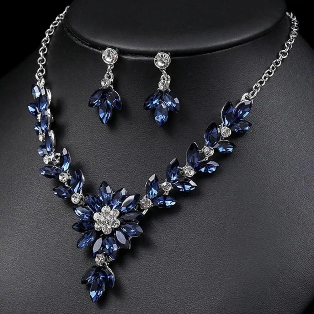 Shining Diva Fashion Latest Stylish Design Fancy Crystal Diamond Necklace Jewellery Set for Women (15222s)