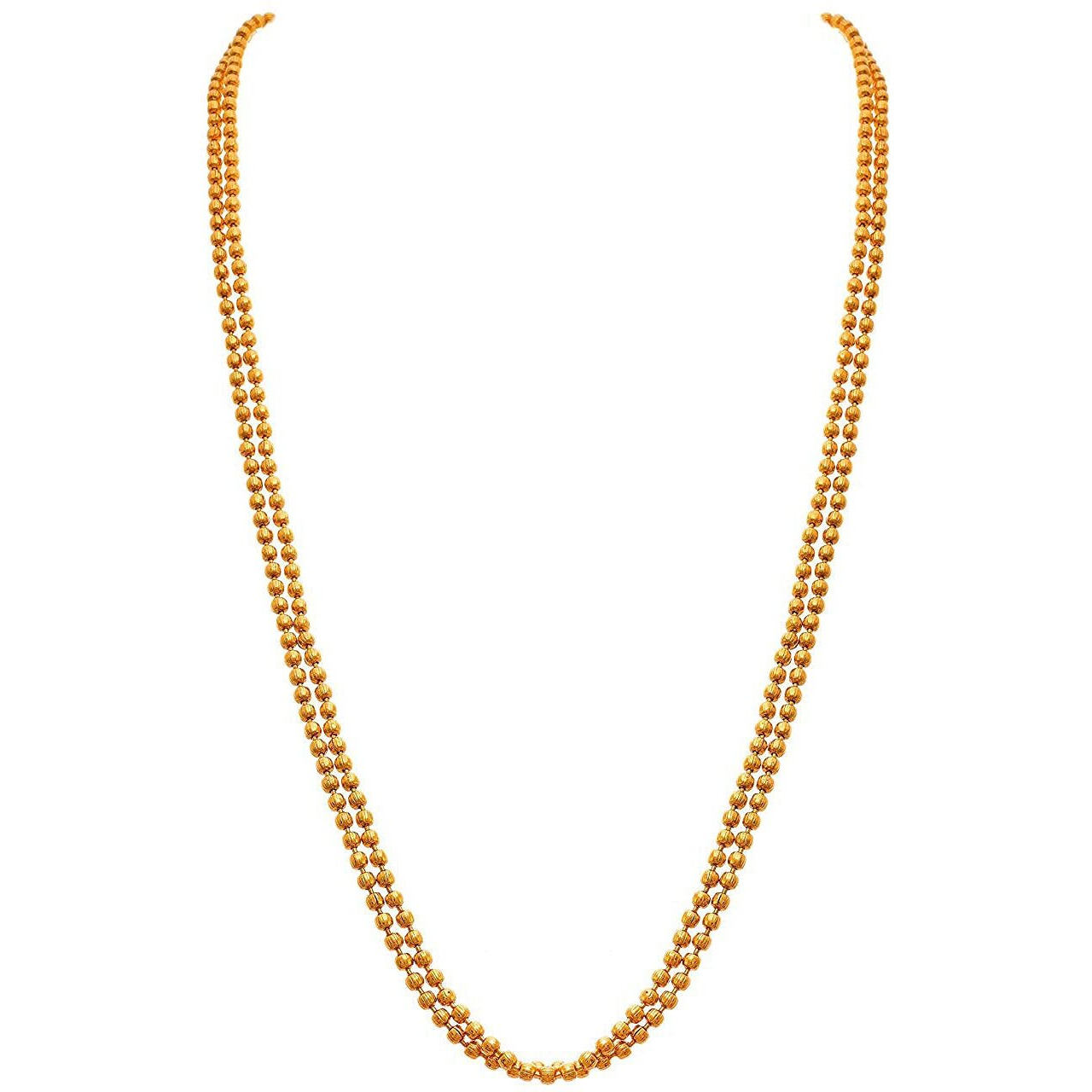 JFL - Jewellery For Less Ethnic One Gram Gold Plated Beaded Necklace Chain For Women And Girls (24 Inch Long Necklace),Valentine