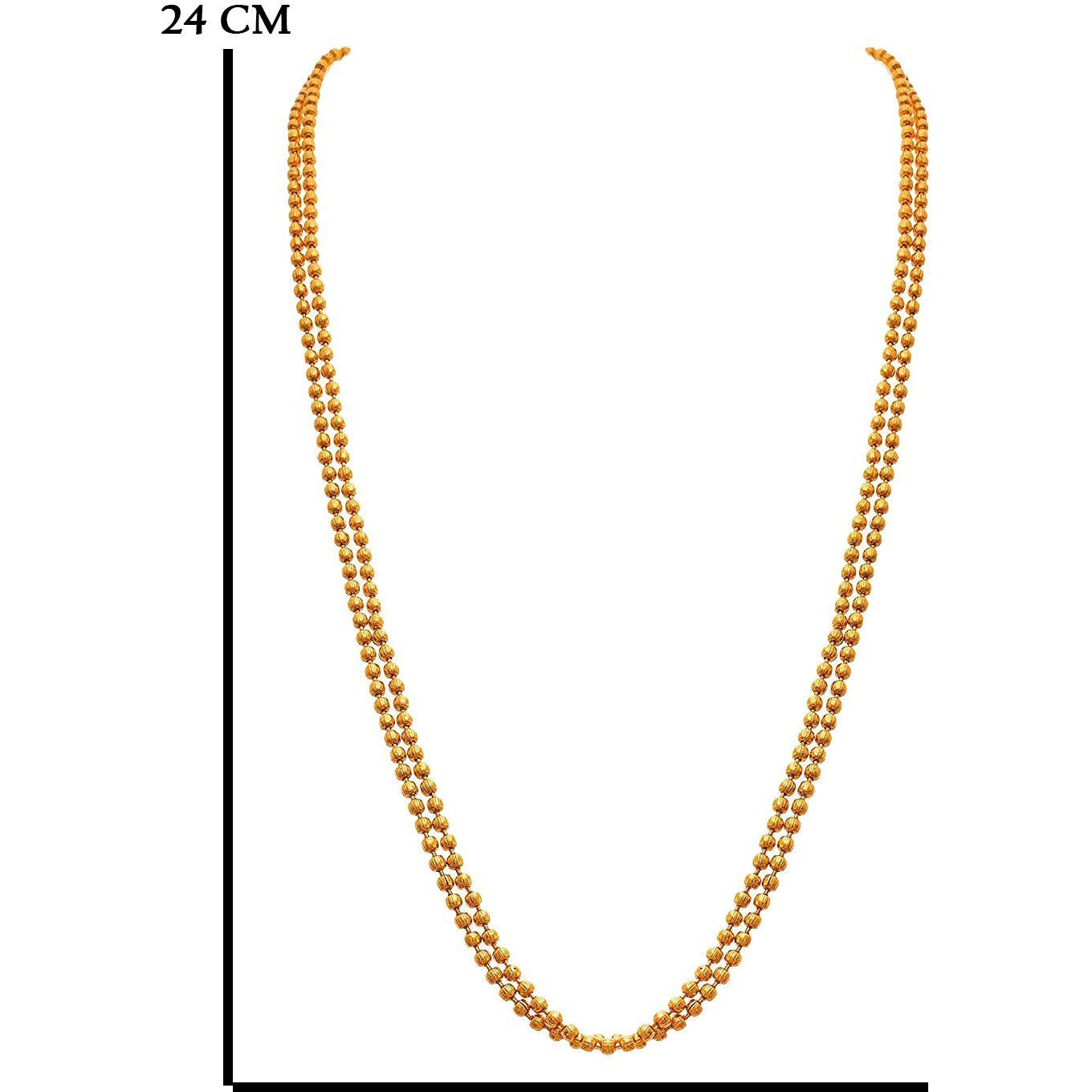 JFL - Jewellery For Less Ethnic One Gram Gold Plated Beaded Necklace Chain For Women And Girls (24 Inch Long Necklace),Valentine