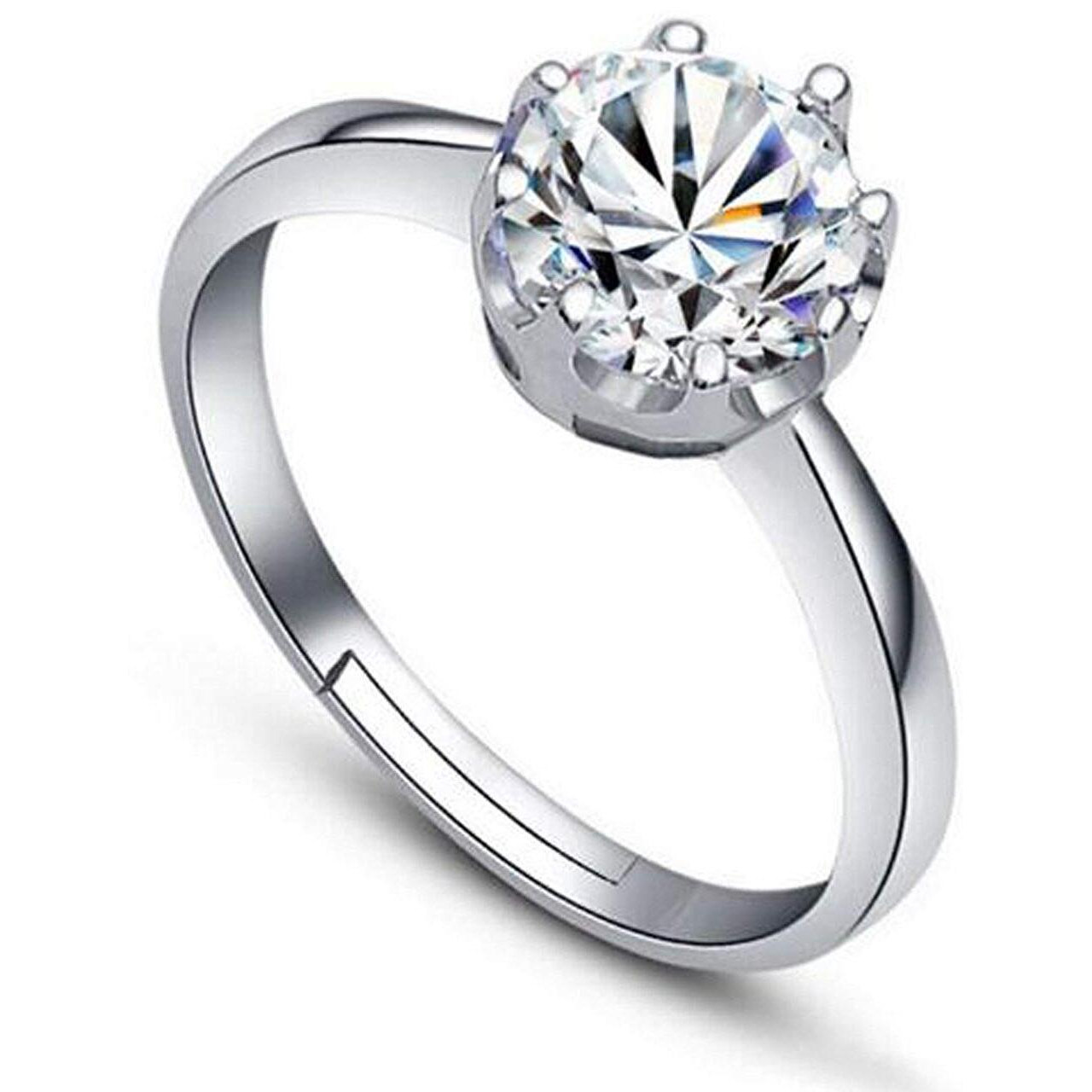 Shining Diva Fashion AAA Solitaire Stylish Silver Plated Platinum Plated Ring for Women (9858r)