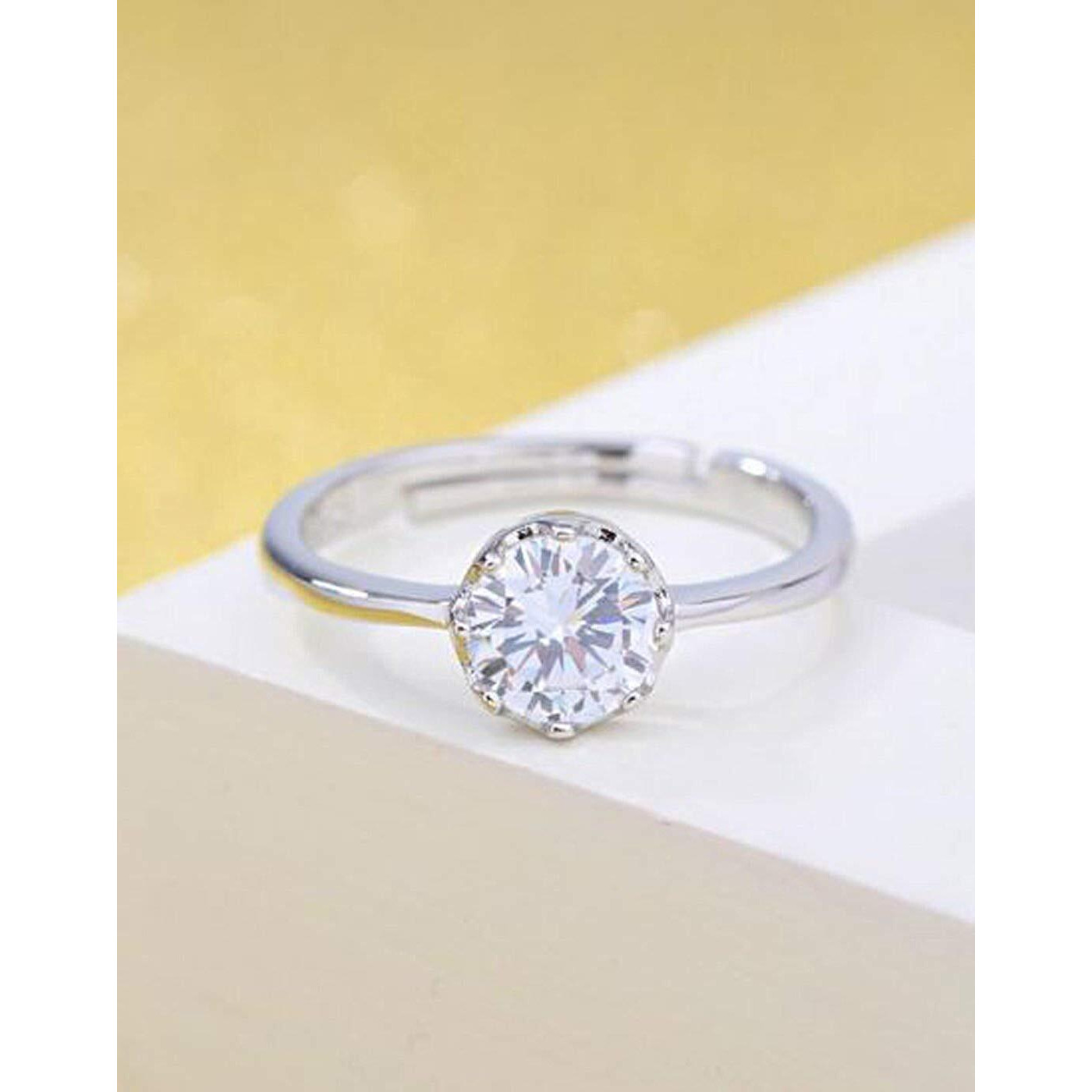 Shining Diva Fashion AAA Solitaire Stylish Silver Plated Platinum Plated Ring for Women (9858r)
