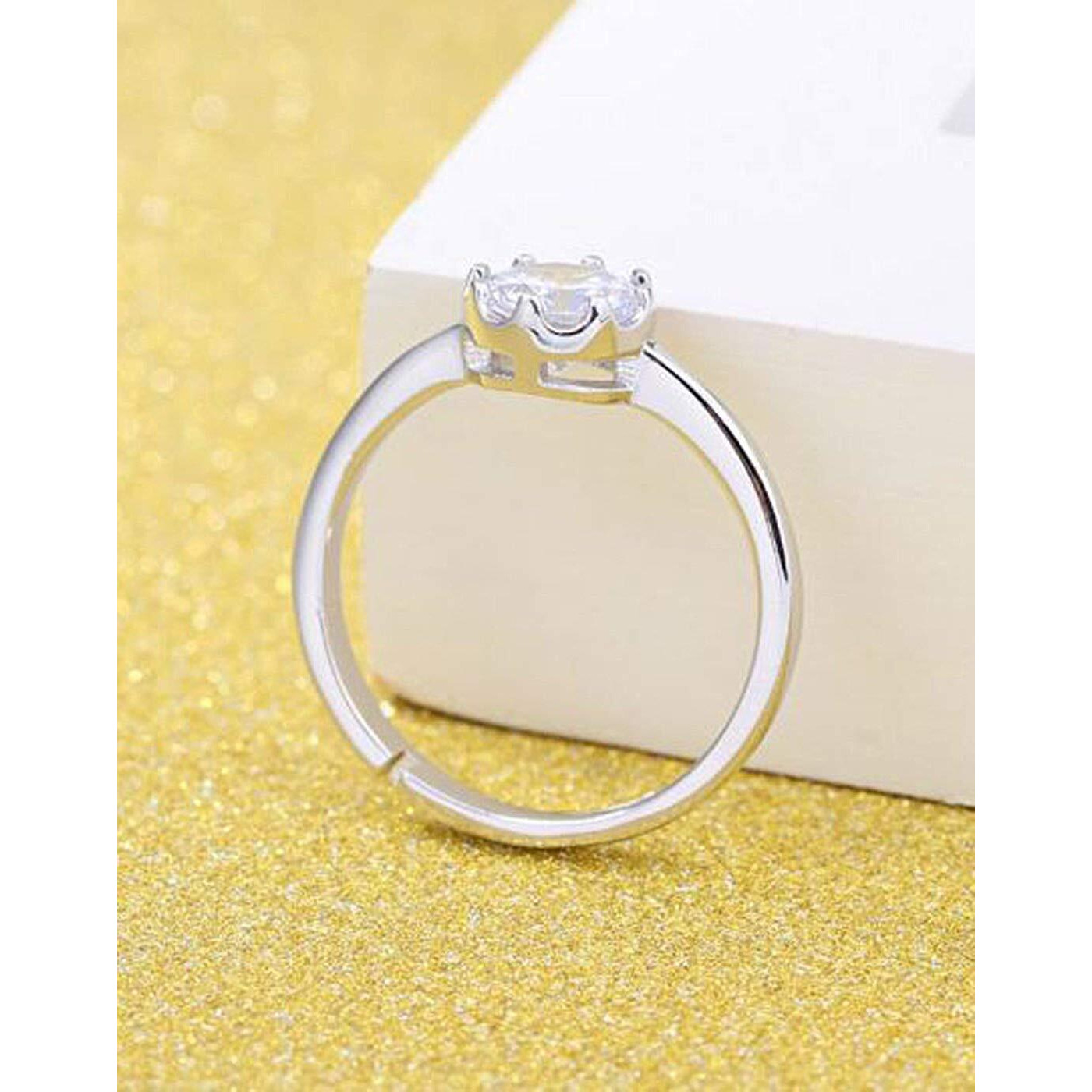 Shining Diva Fashion AAA Solitaire Stylish Silver Plated Platinum Plated Ring for Women (9858r)