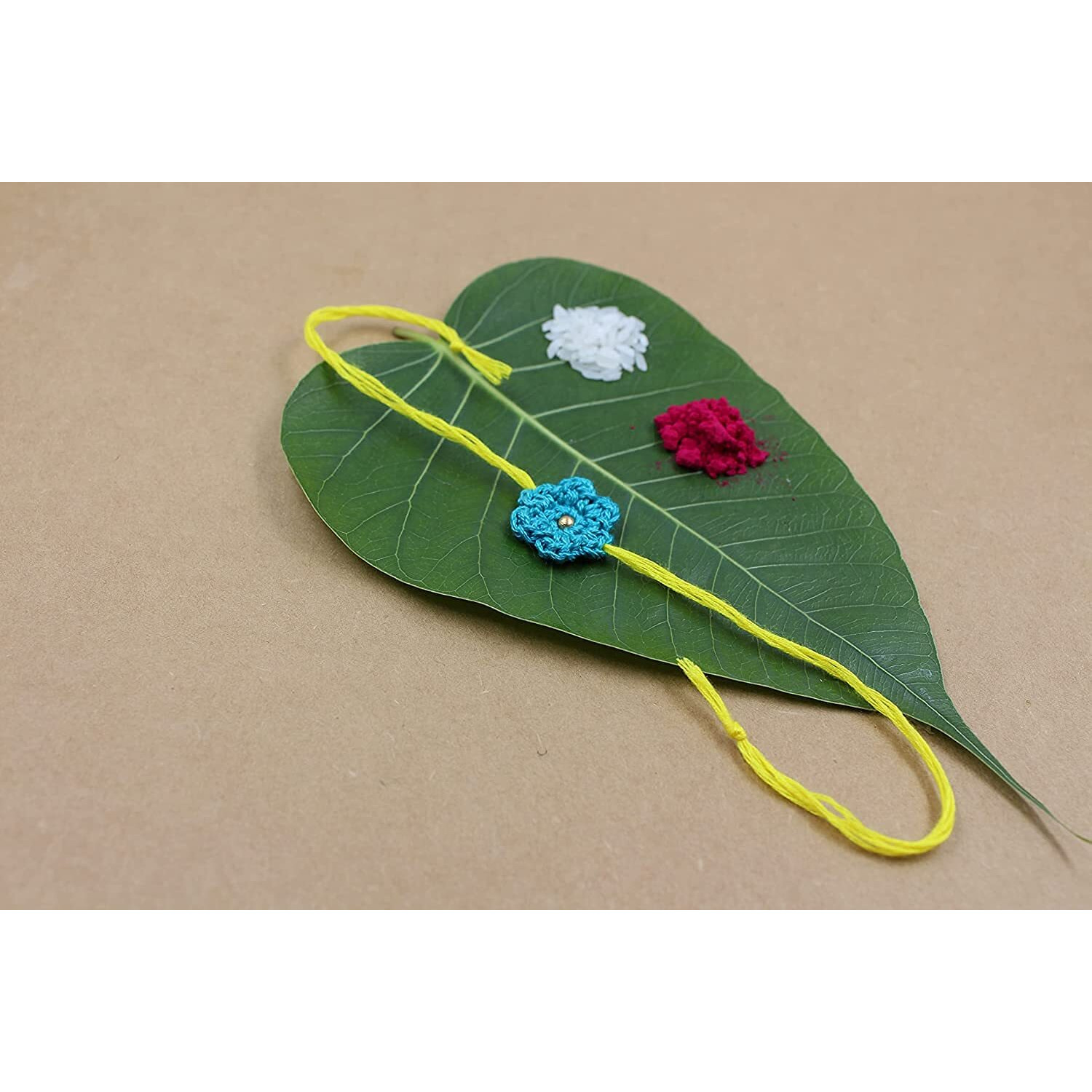 Prapti Handicrafts Handmade Multicolour Crochet Rakhis for Brothers KidsPack of 6 With Roli Chawal